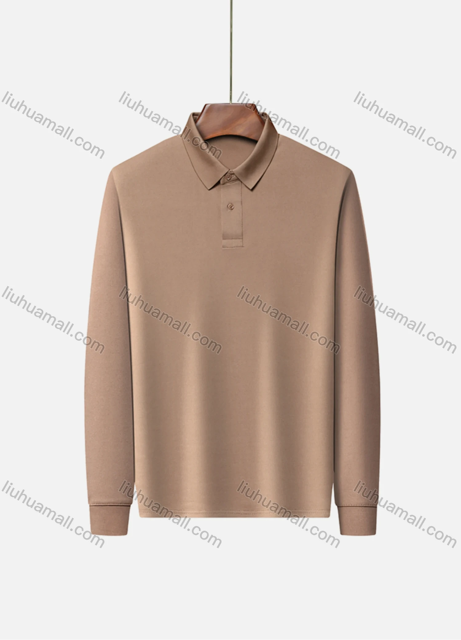 Wholesale Men's Business Plain Long Sleeve Slim Fit Polo Shirt 2515# - Liuhuamall