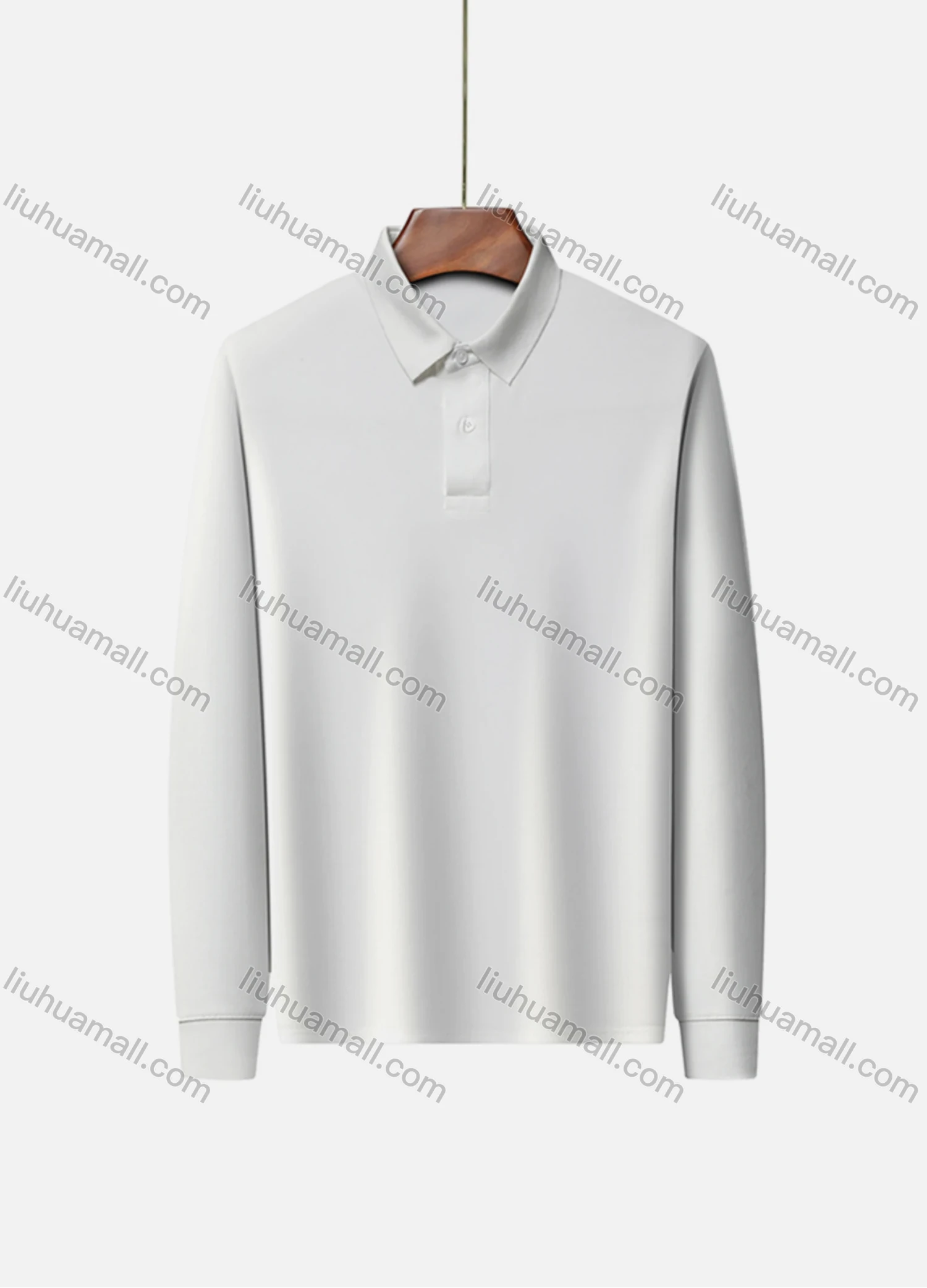 Wholesale Men's Business Plain Long Sleeve Slim Fit Polo Shirt 2515# - Liuhuamall