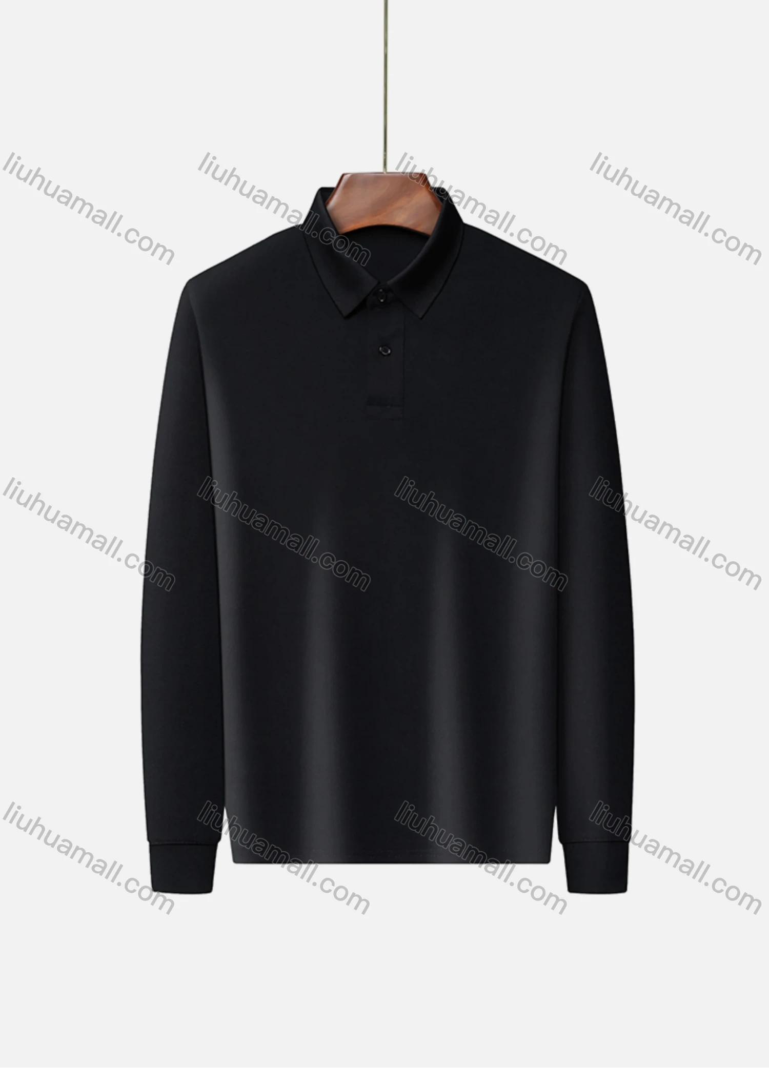 Wholesale Men's Business Plain Long Sleeve Slim Fit Polo Shirt 2515# - Liuhuamall