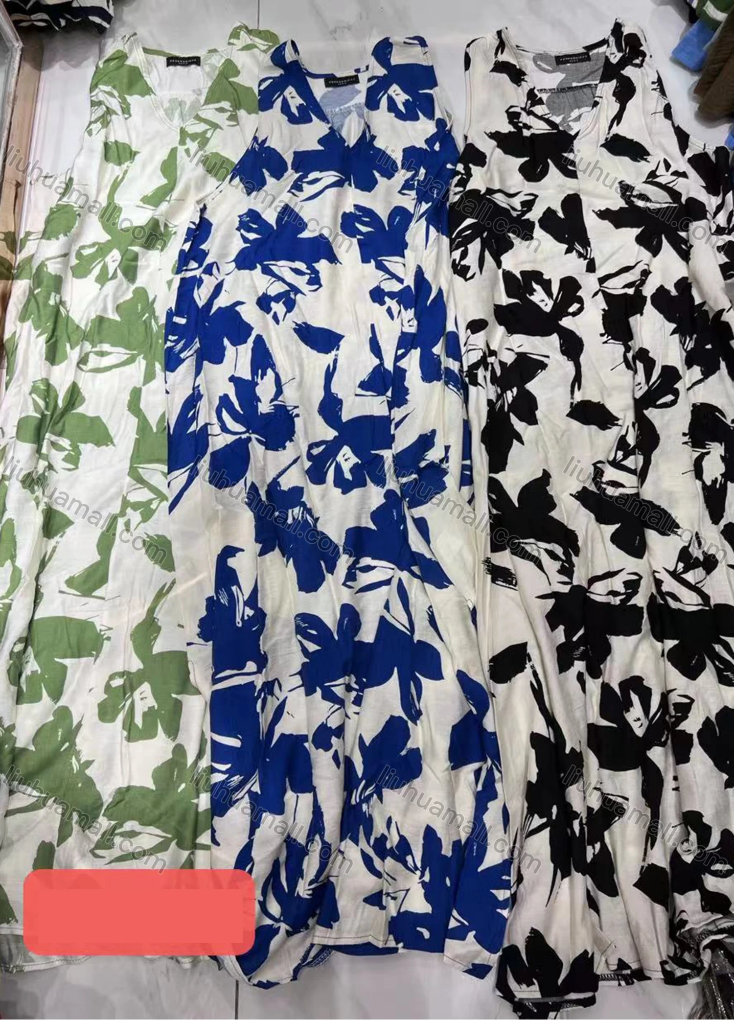 Wholesale Women's Casual Floral V Neck Woven Tank Maxi Dress JSN139# - Liuhuamall