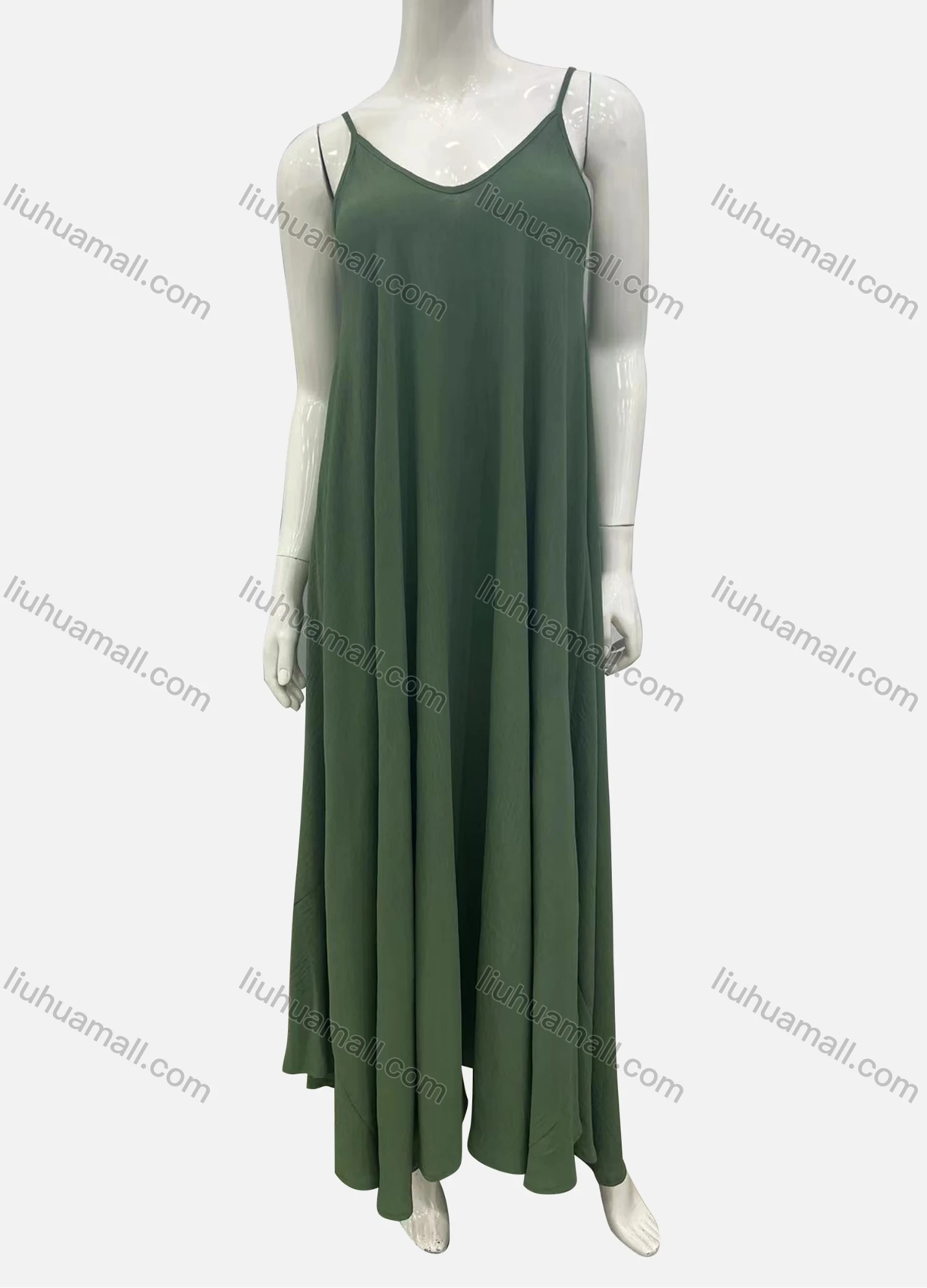 Wholesale Women's Casual Plain Spaghetti Strap Woven Maxi Cami Dress 9936# - Liuhuamall