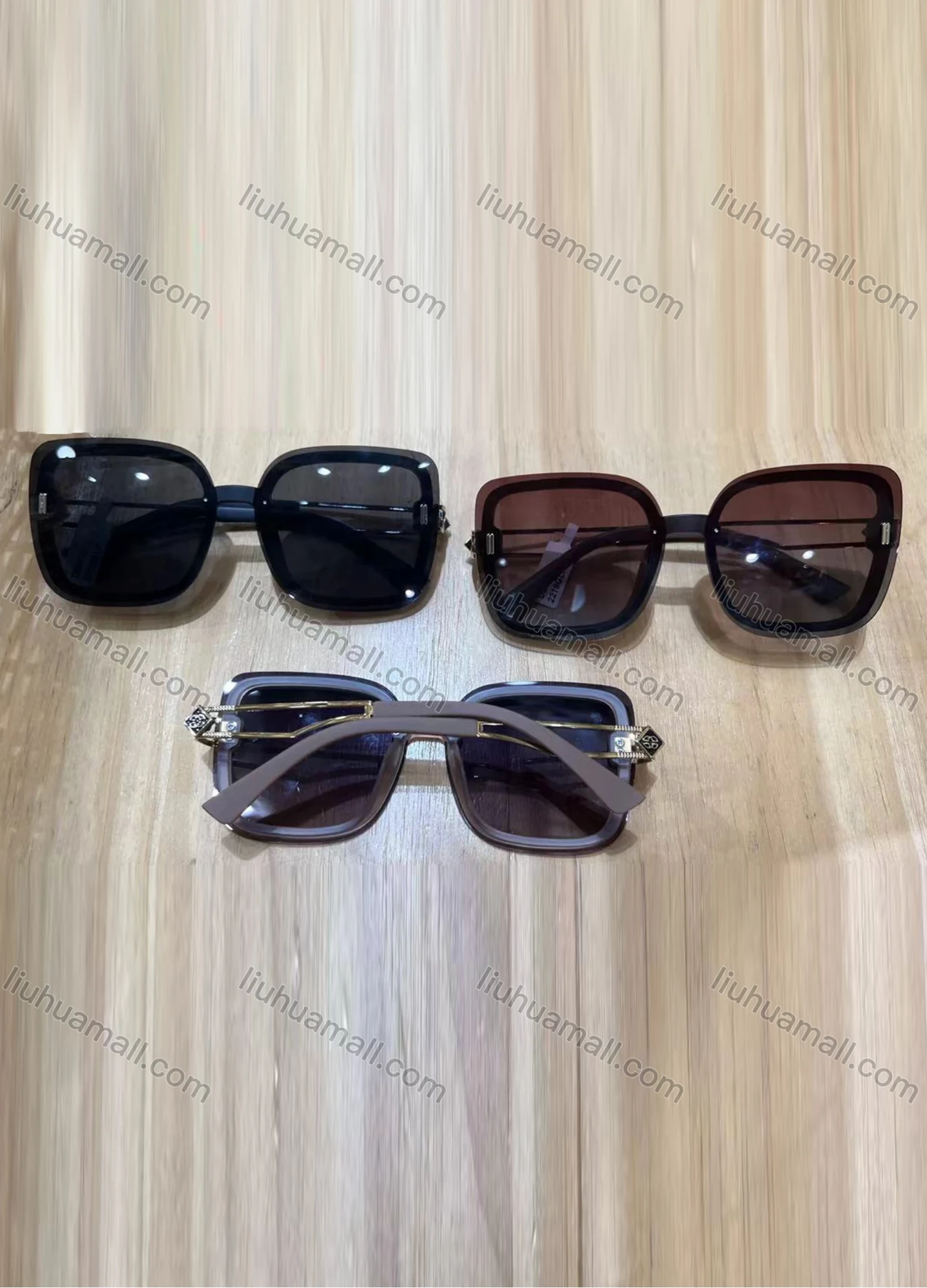 Wholesale Classic Plastic Stainless Steel Square Frame Plain Lenses Sunglasses 2218# - Liuhuamall