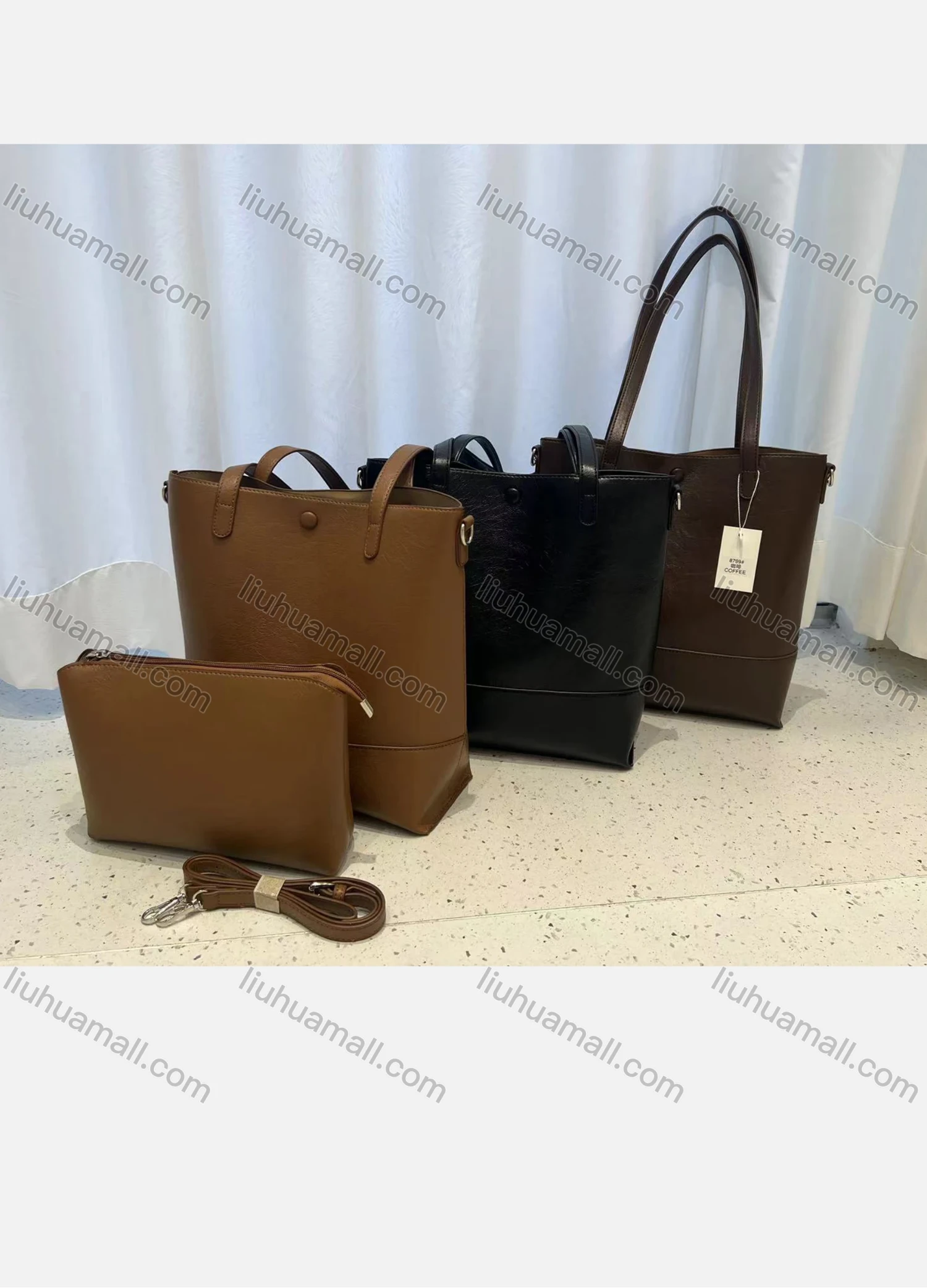 Wholesale Women's Casual Leather Shoulder Plain Ladies Handbag 8799# - Liuhuamall