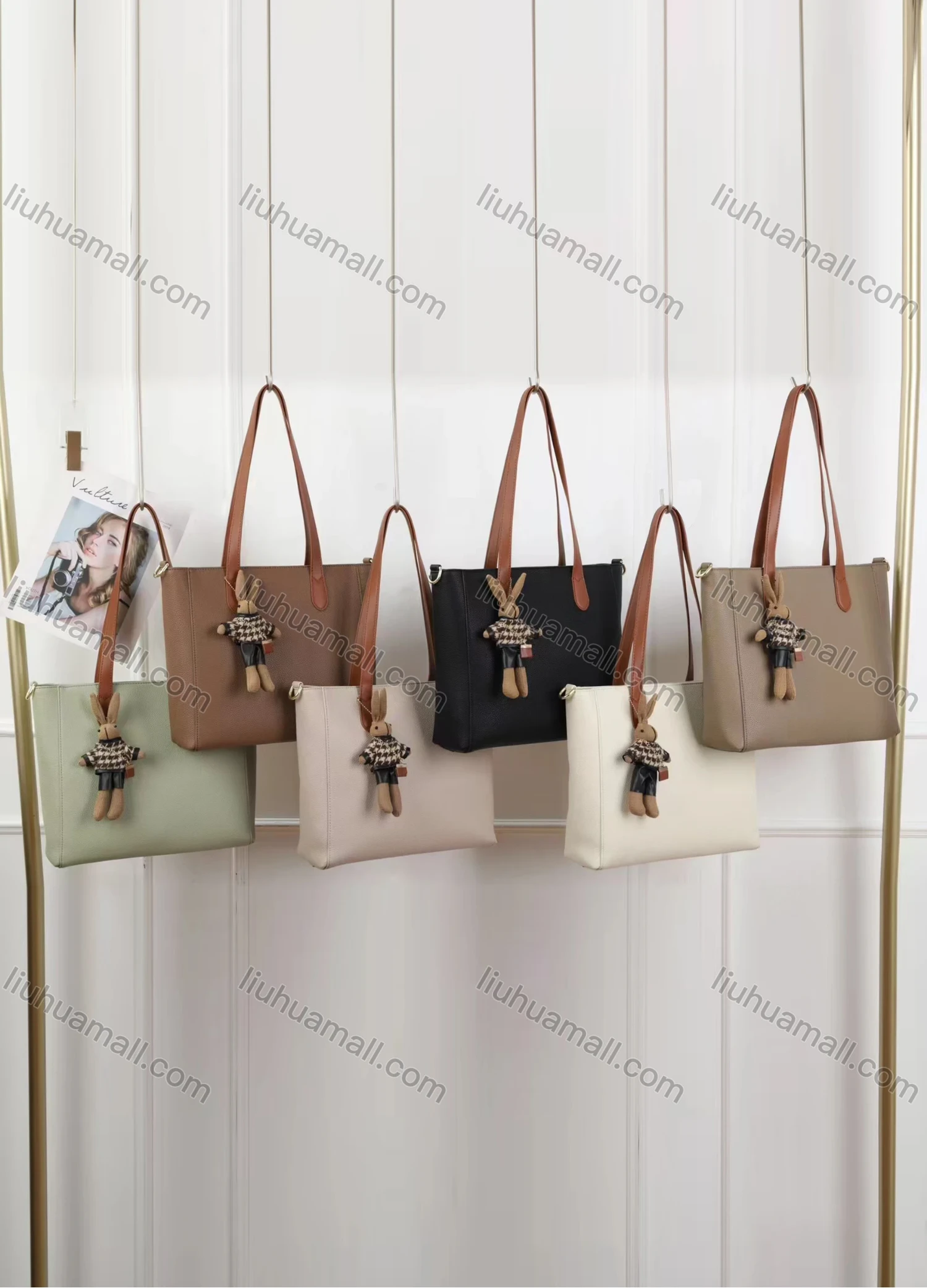 Wholesale Women's Casual Leather Shoulder Plain Ladies Handbag With Pendant 8025# - Liuhuamall