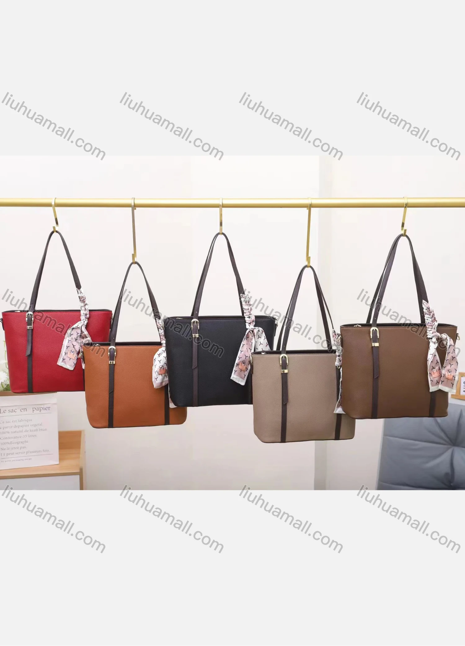 Wholesale Women's Casual Leather Shoulder Plain Scarf Decor Ladies Handbag 2226# - Liuhuamall