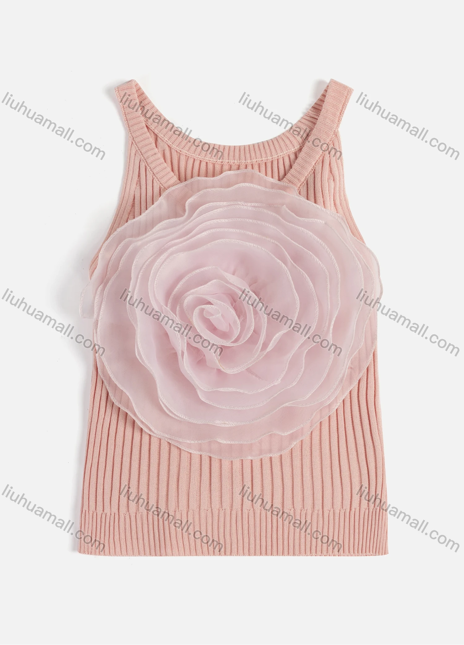 Wholesale Women's Casual Rib Knit 3D-Floral Tank Top 2430# - Liuhuamall