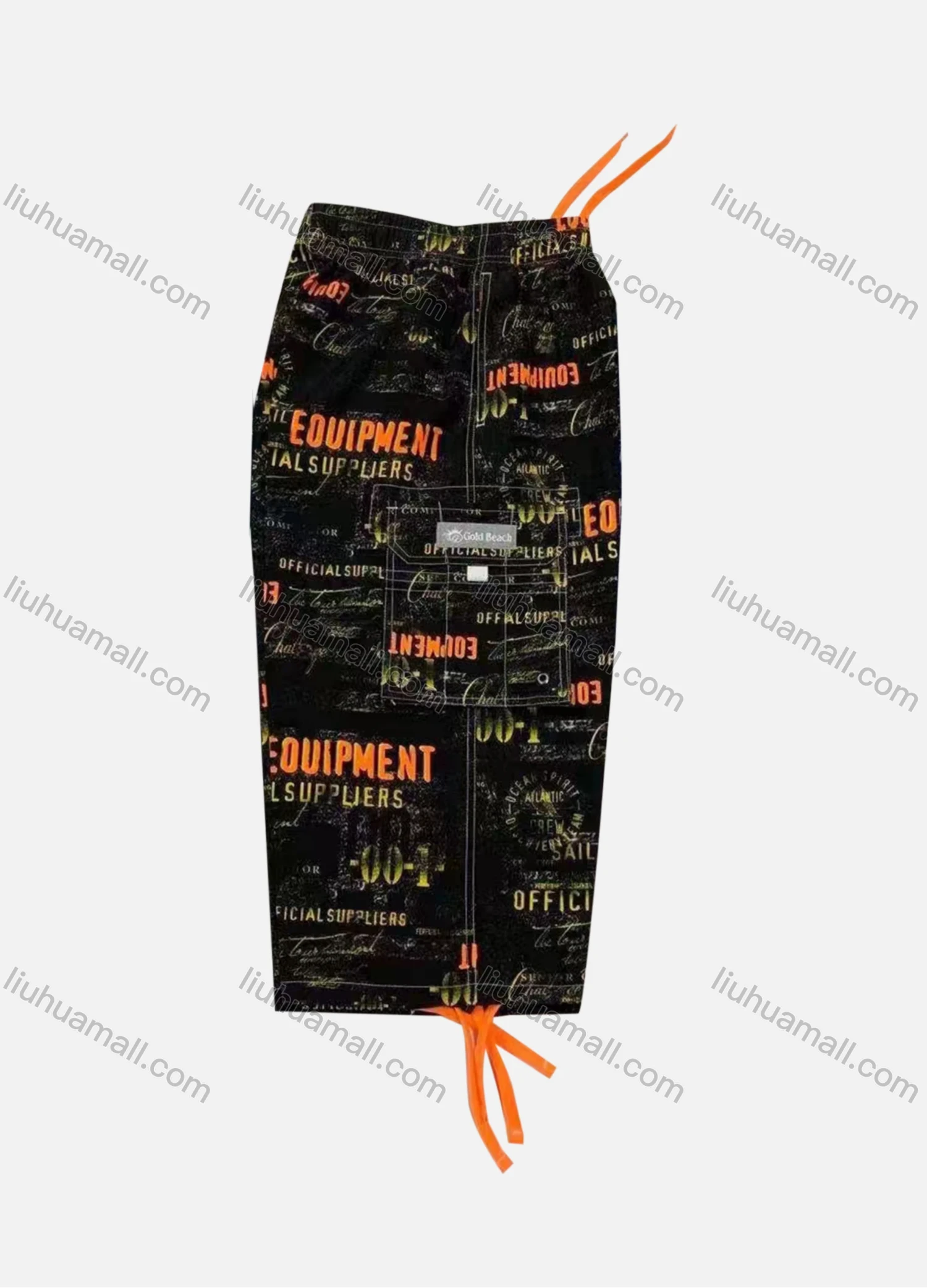 Wholesale Men's Vacation Letter Print Flap Pockets Drawstring Beach Shorts 195# - Liuhuamall