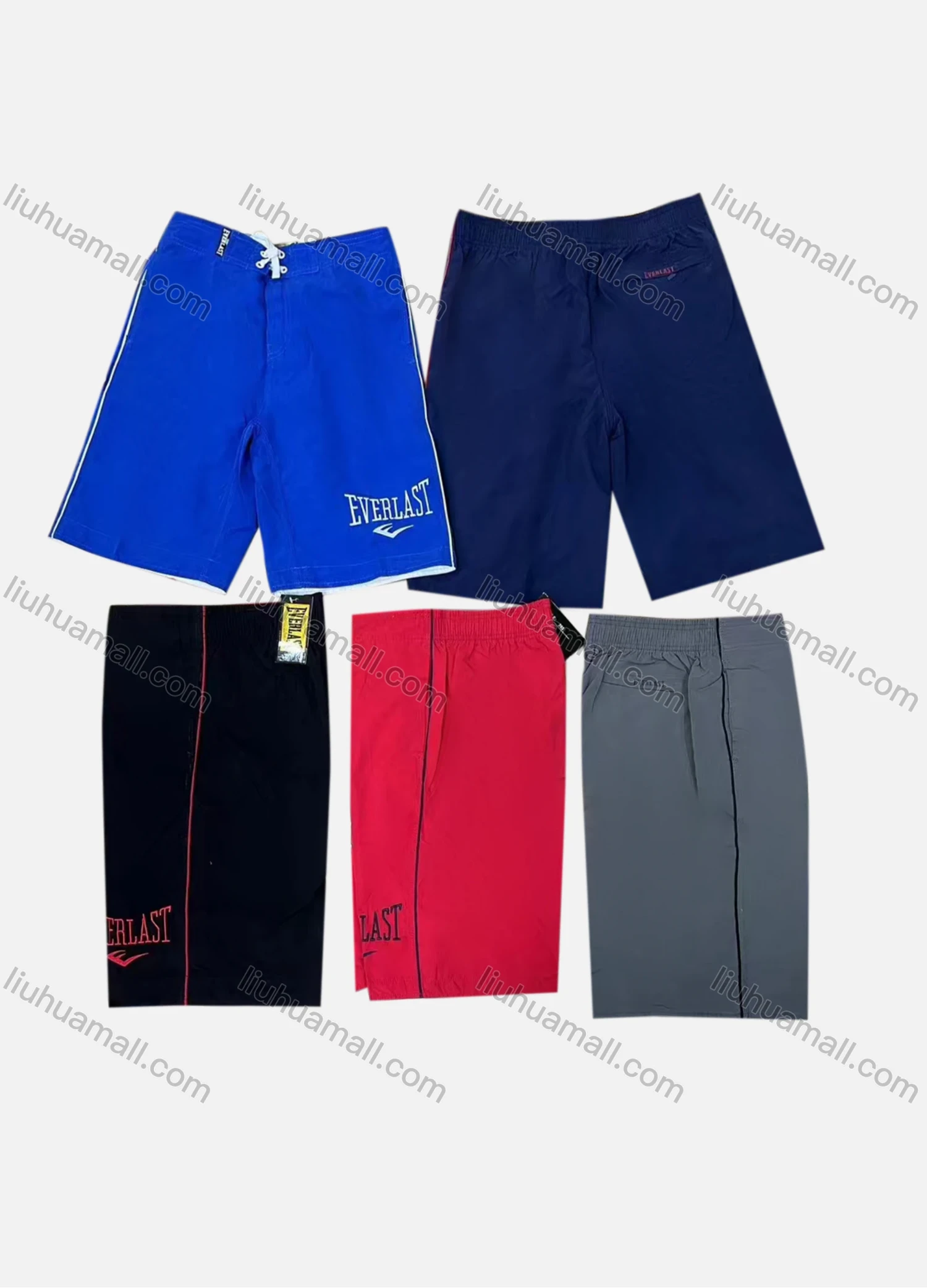 Wholesale Men's Casual Letter Print Drawstring Striped Trim Shorts 205# - Liuhuamall