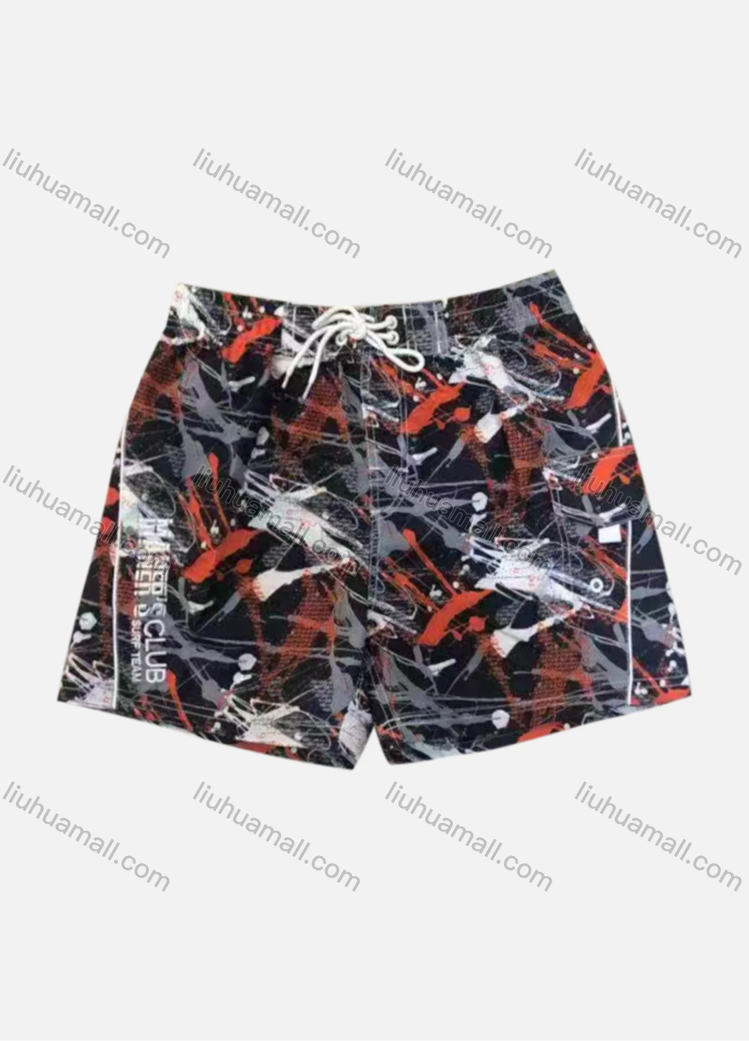 Wholesale Men's Vacation Abstract Letter Print Flap Pockets Drawstring Beach Shorts 290# - Liuhuamall