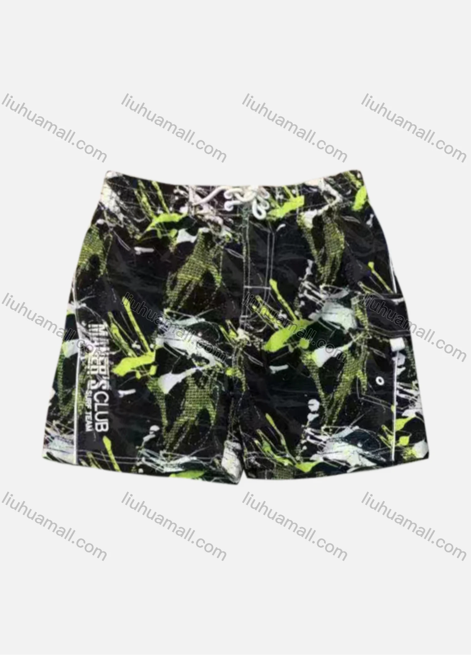Wholesale Men's Vacation Abstract Letter Print Flap Pockets Drawstring Beach Shorts 290# - Liuhuamall