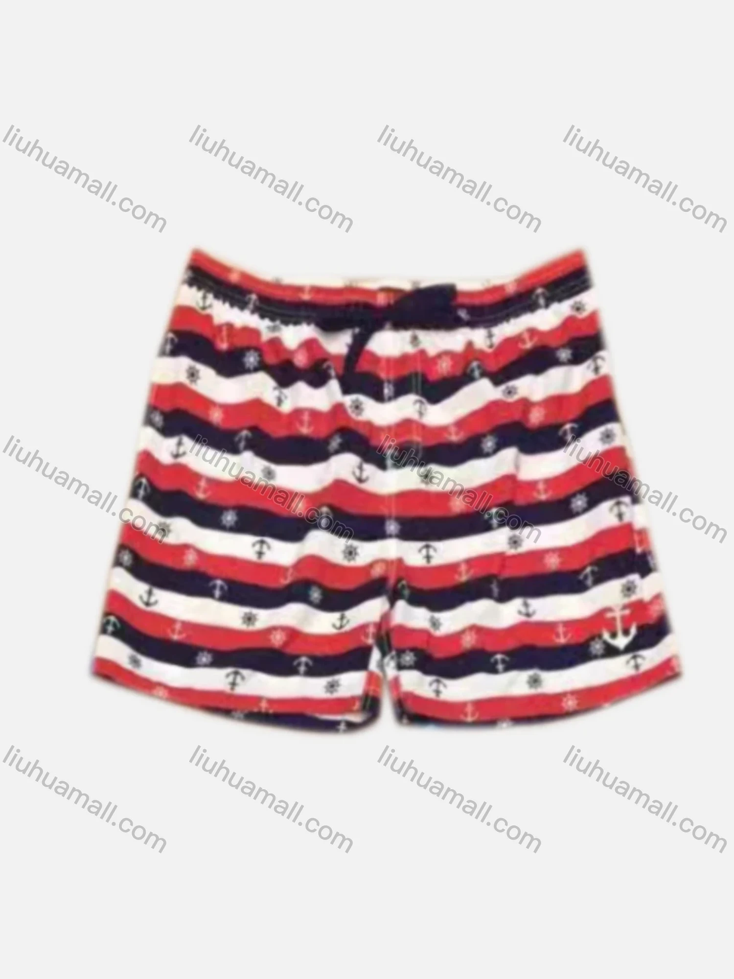 Wholesale Men's Vacation Allover Print Striped Drawstring Beach Shorts 2800# - Liuhuamall