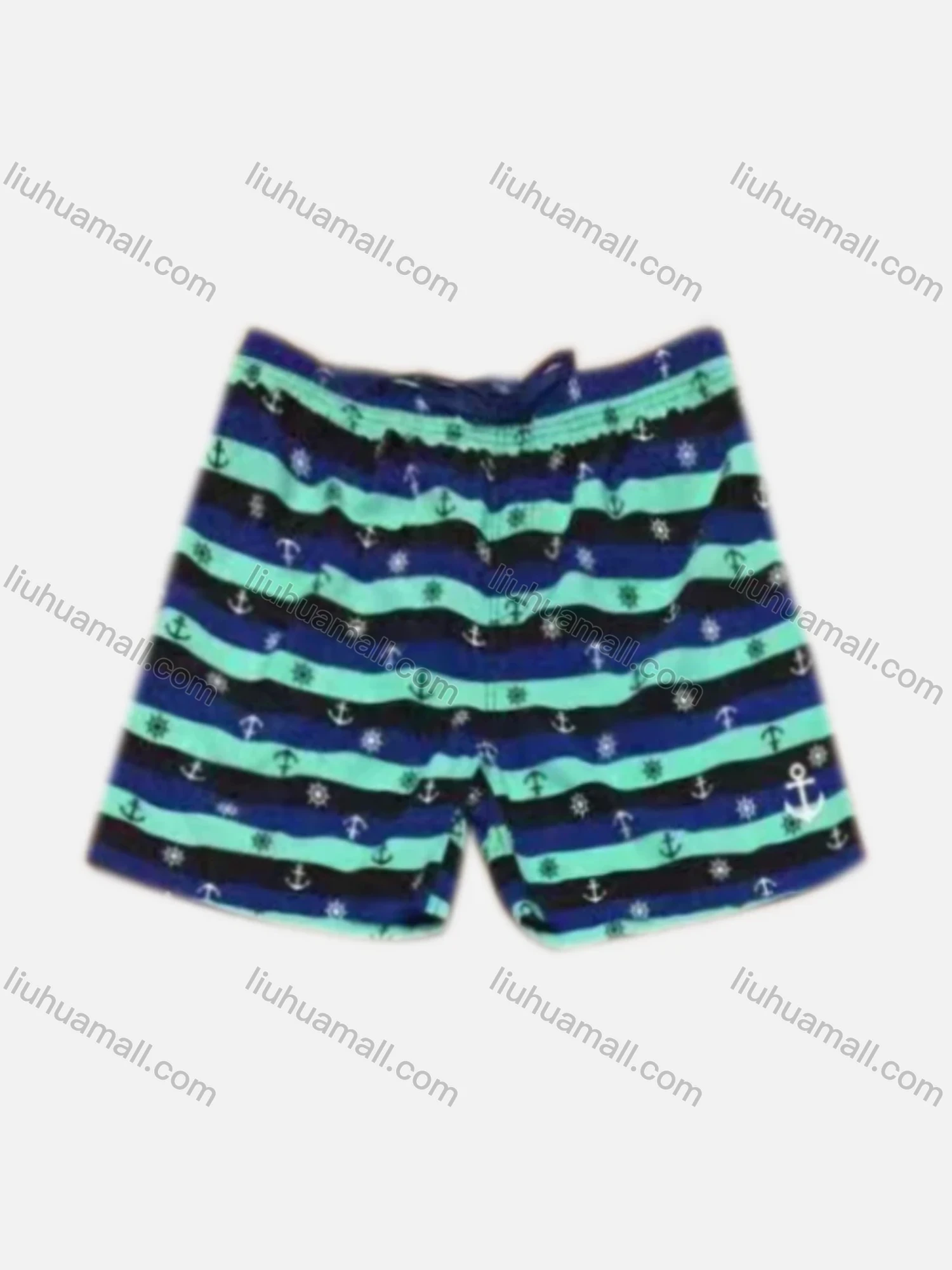 Wholesale Men's Vacation Allover Print Striped Drawstring Beach Shorts 2800# - Liuhuamall