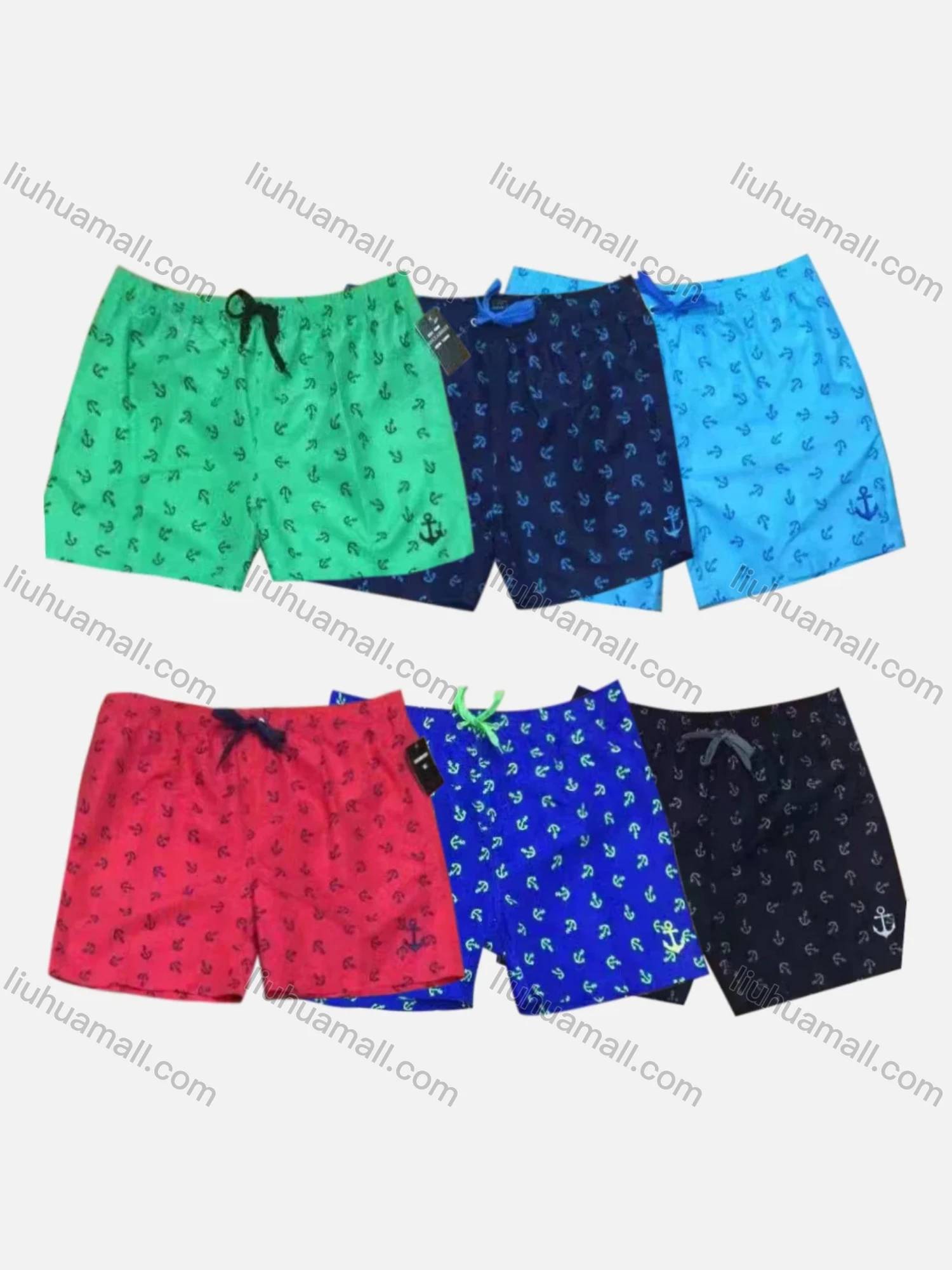 Wholesale Men's Vacation Allover Print Drawstring Beach Shorts 2801# - Liuhuamall