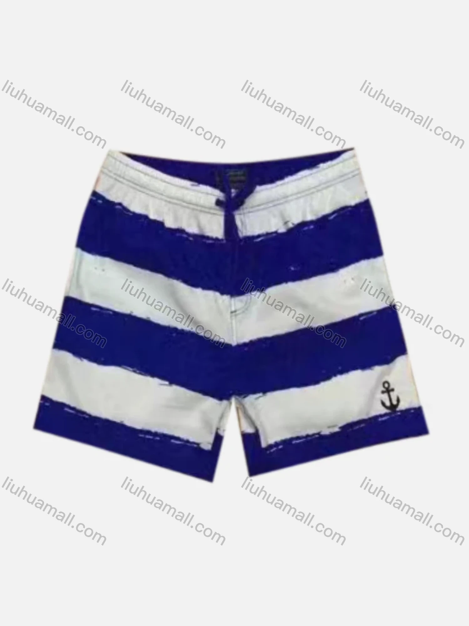 Wholesale Men's Vacation Striped Colorblock Drawstring Beach Shorts 2802# - Liuhuamall