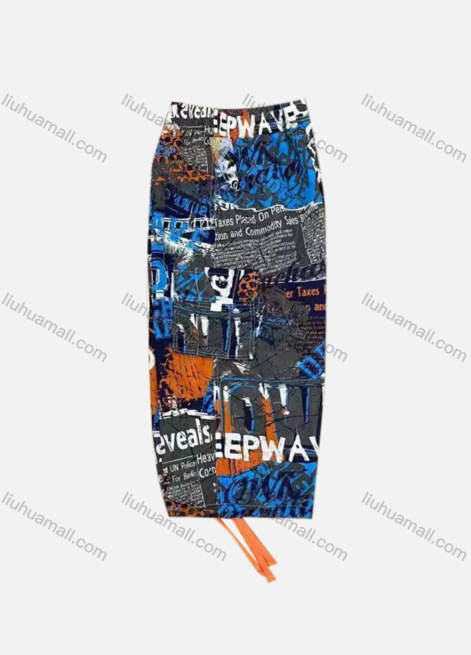 Wholesale Men's Vacation Patchwork Letter Print Flap Pockets Beach Shorts 4065# - Liuhuamall