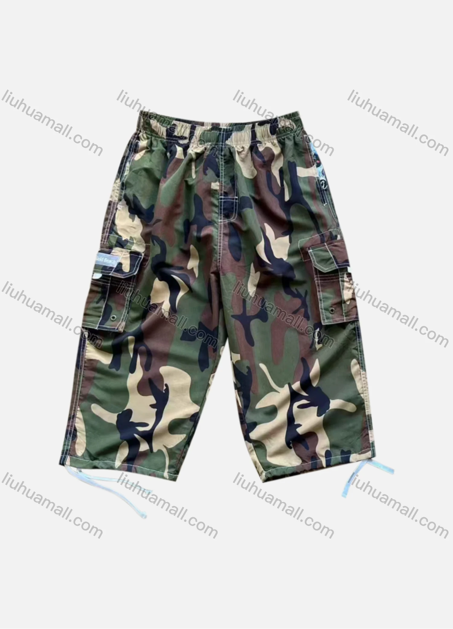 Wholesale Men's Casual Camouflage Print Flap Pockets Elastic Waist Shorts 4069# - Liuhuamall