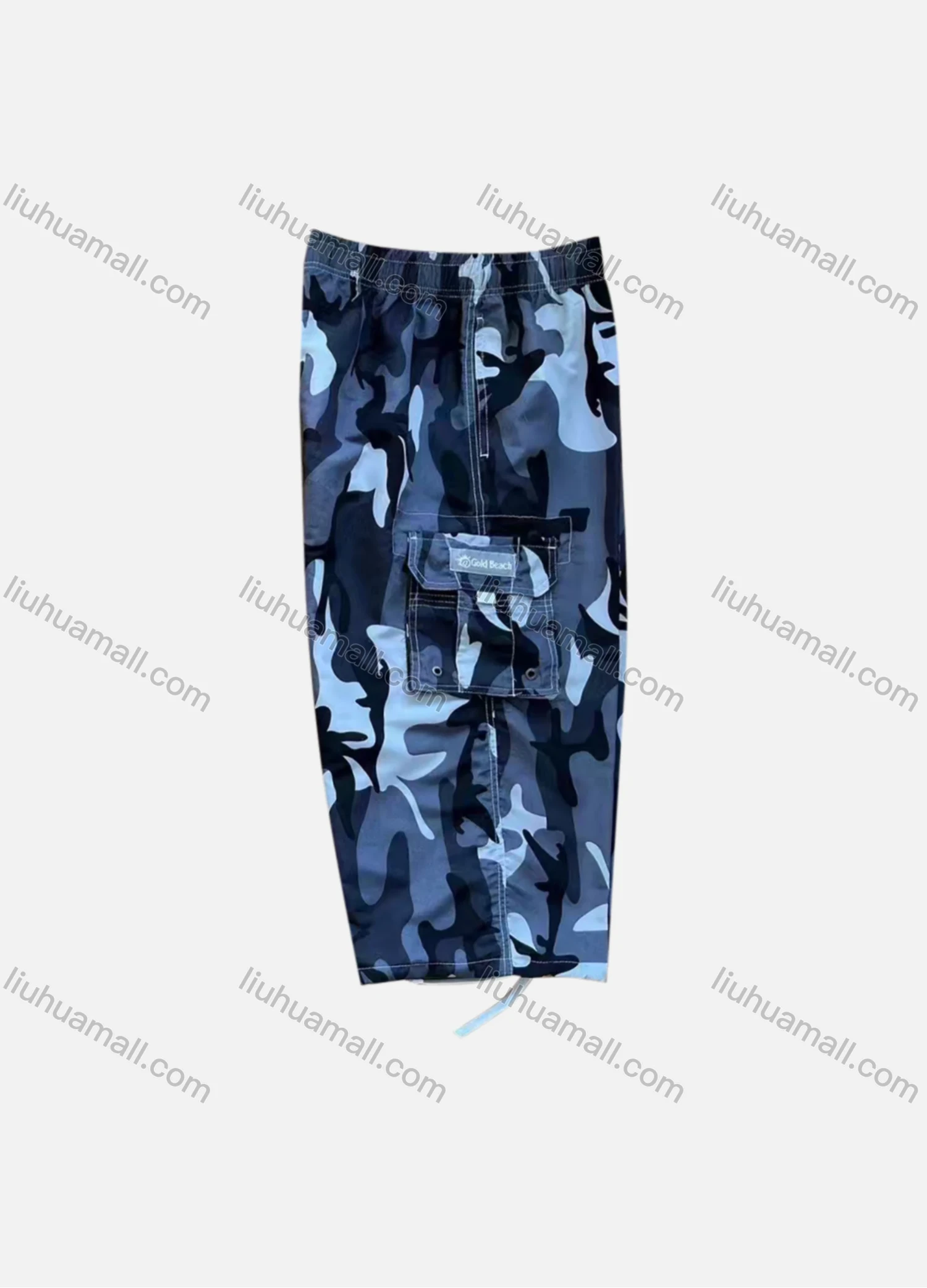 Wholesale Men's Casual Camouflage Print Flap Pockets Elastic Waist Shorts 4069# - Liuhuamall