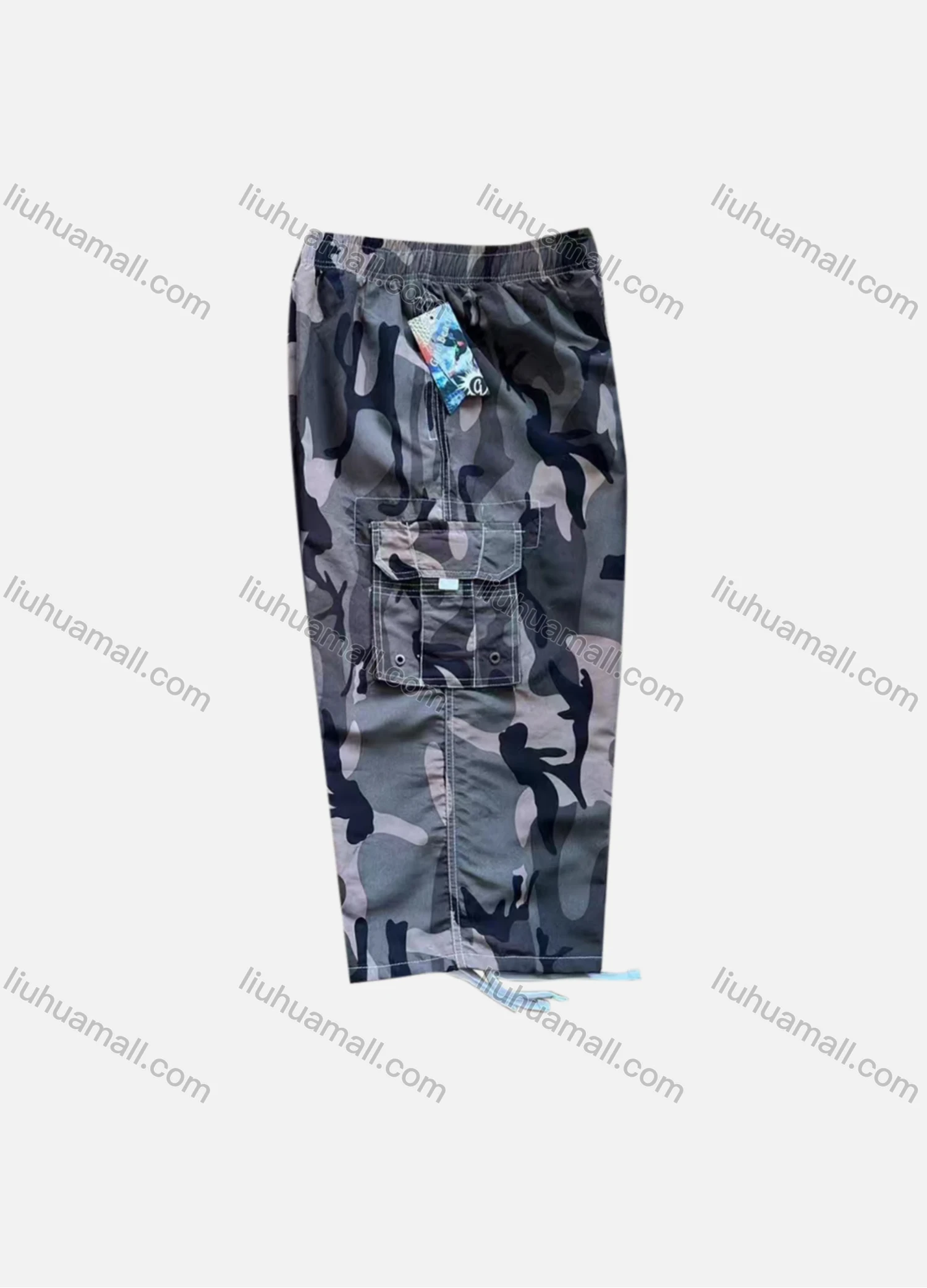 Wholesale Men's Casual Camouflage Print Flap Pockets Elastic Waist Shorts 4069# - Liuhuamall