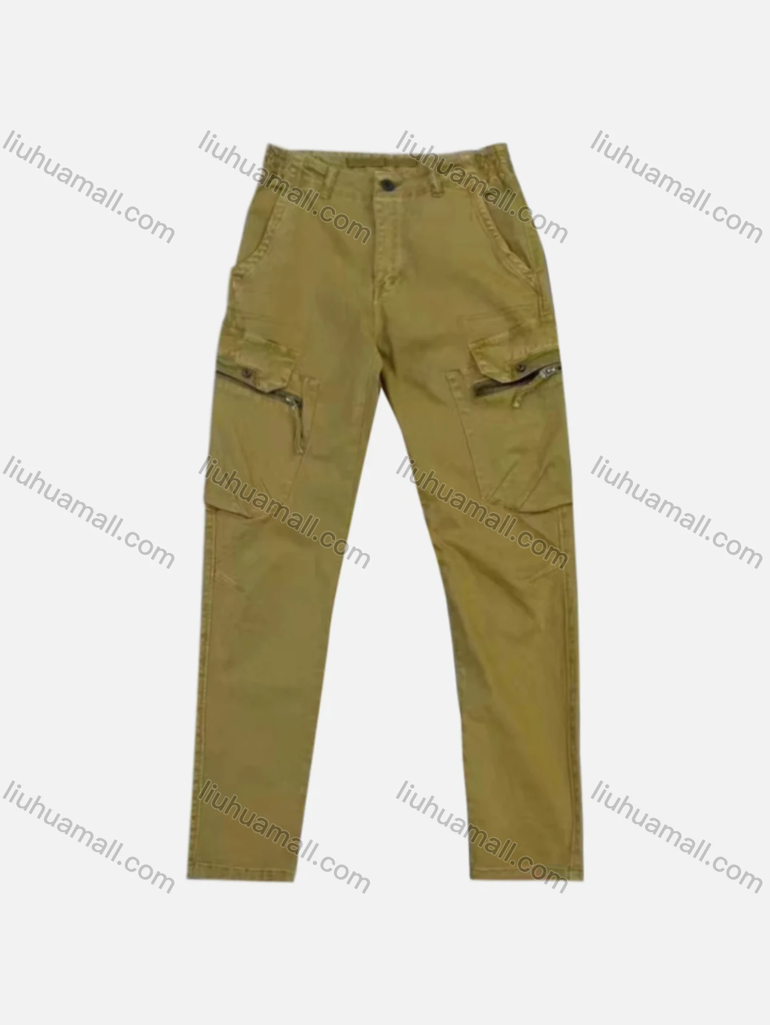 Wholesale Men's Casual Zipper Pockets Plain Cargo Pant AK7309# - Liuhuamall