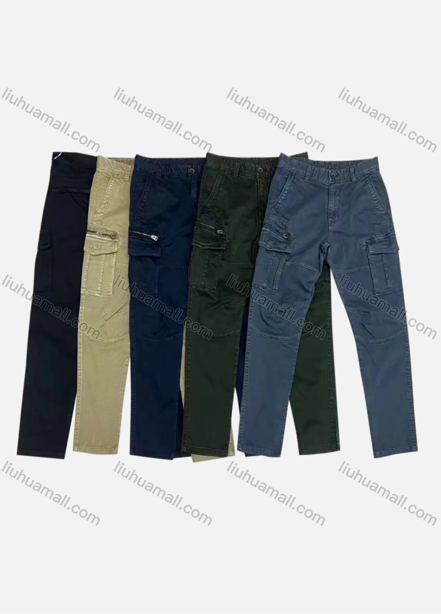 Wholesale Men's Casual Flap Pockets Plain Cargo Pant AK7367# - Liuhuamall