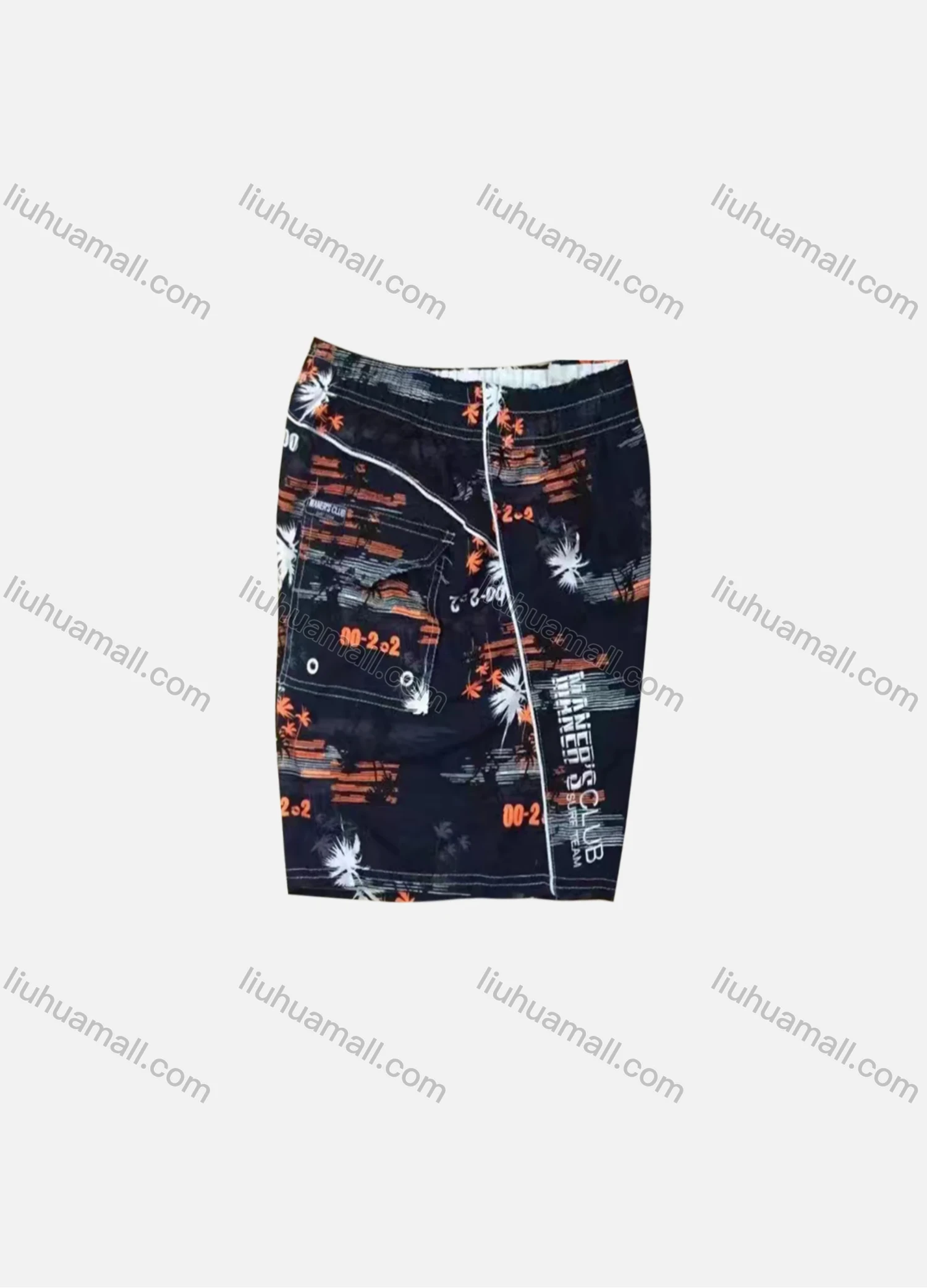 Wholesale Men's Vacation Abstract Letter Print Patch Pocket Beach Shorts B153# - Liuhuamall