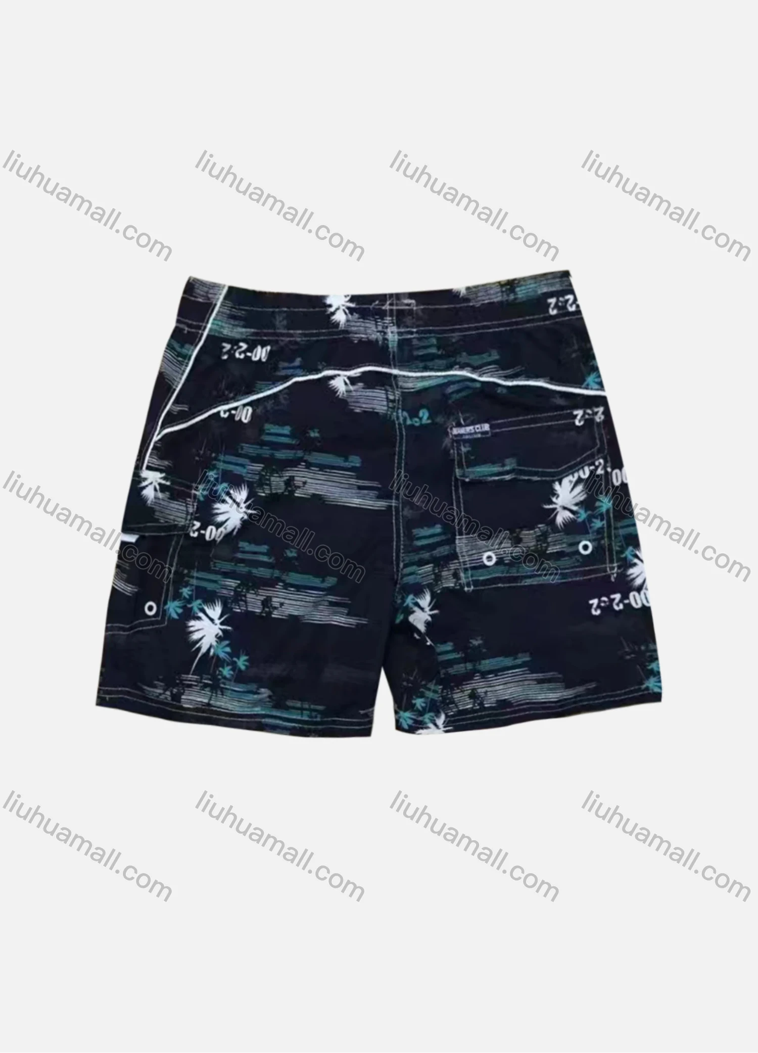 Wholesale Men's Vacation Abstract Letter Print Patch Pocket Beach Shorts B153# - Liuhuamall