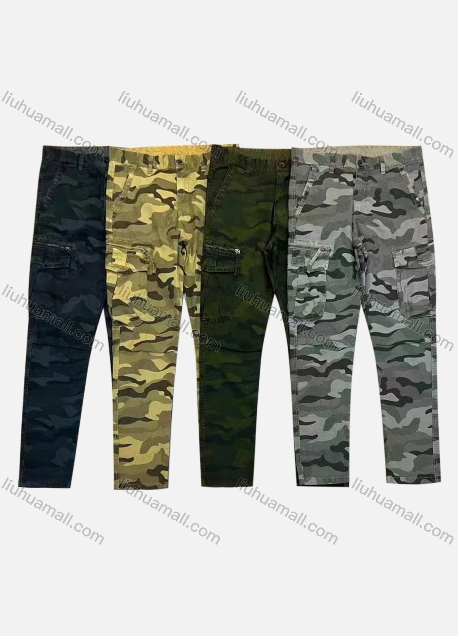 Wholesale Men's Casual Camouflage Zipper Flap Pockets Cargo Pant B7373# - Liuhuamall