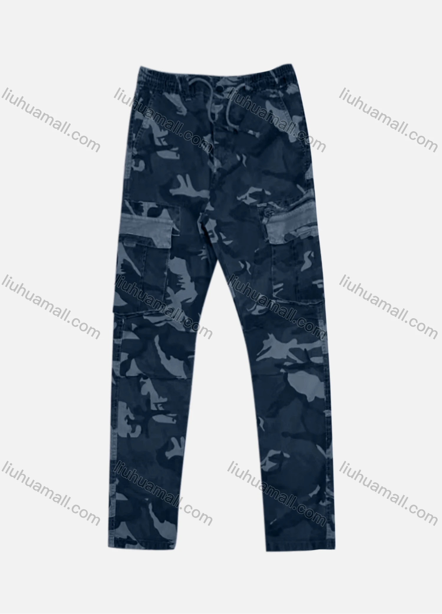 Wholesale Men's Casual Camouflage Flap Pockets Drawstring Cargo Pant B7379# - Liuhuamall