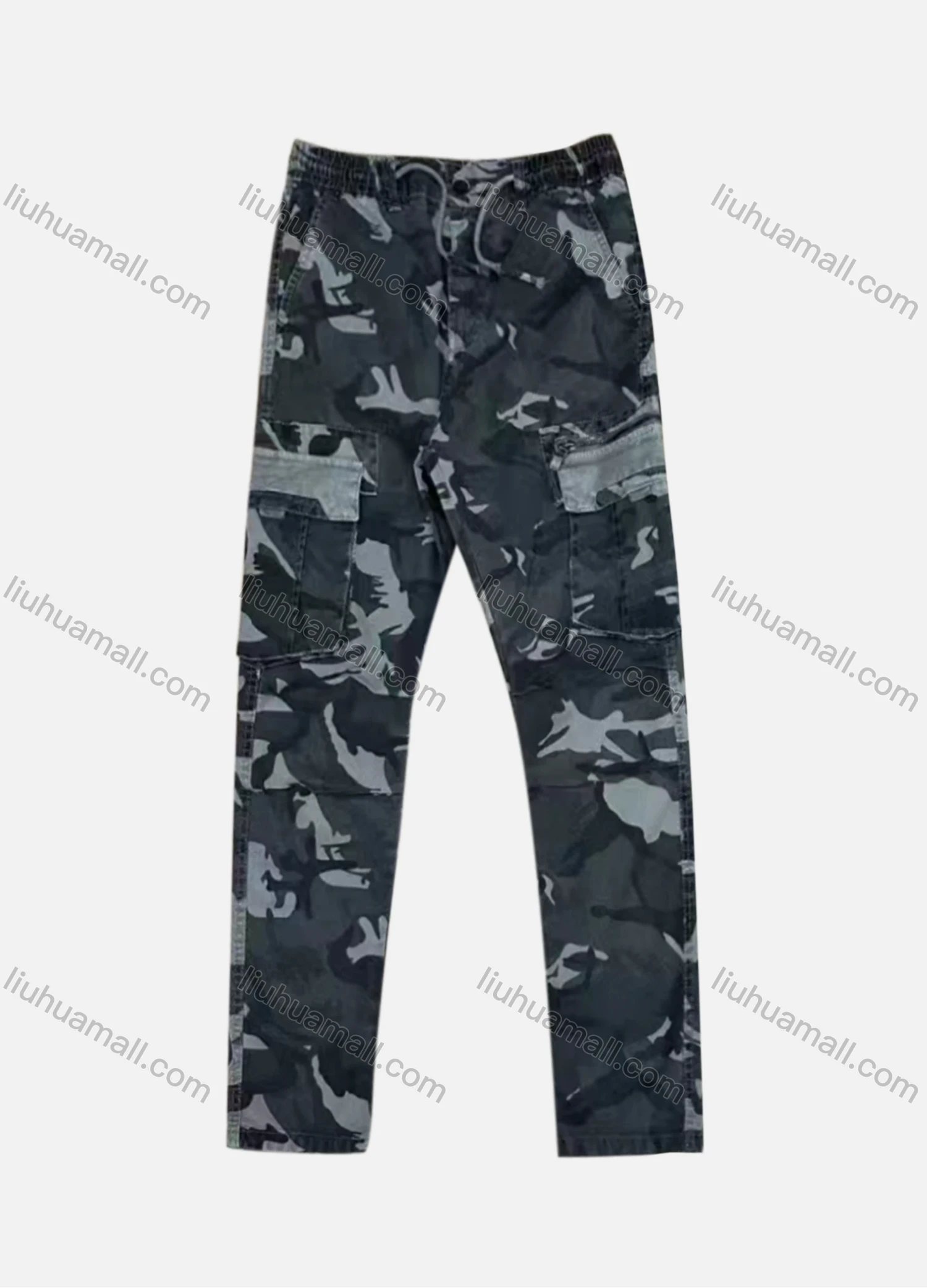 Wholesale Men's Casual Camouflage Flap Pockets Drawstring Cargo Pant B7379# - Liuhuamall