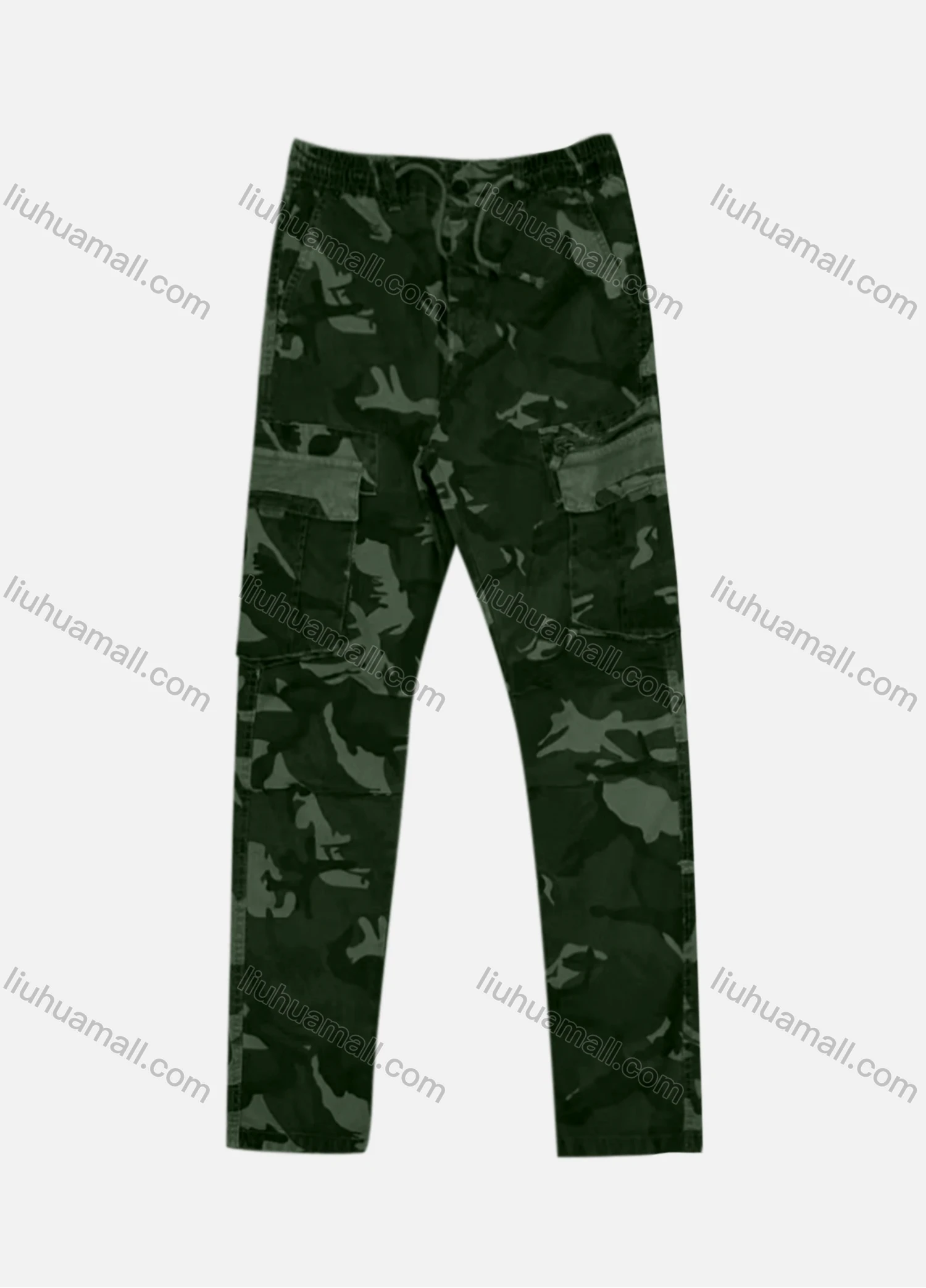 Wholesale Men's Casual Camouflage Flap Pockets Drawstring Cargo Pant B7379# - Liuhuamall