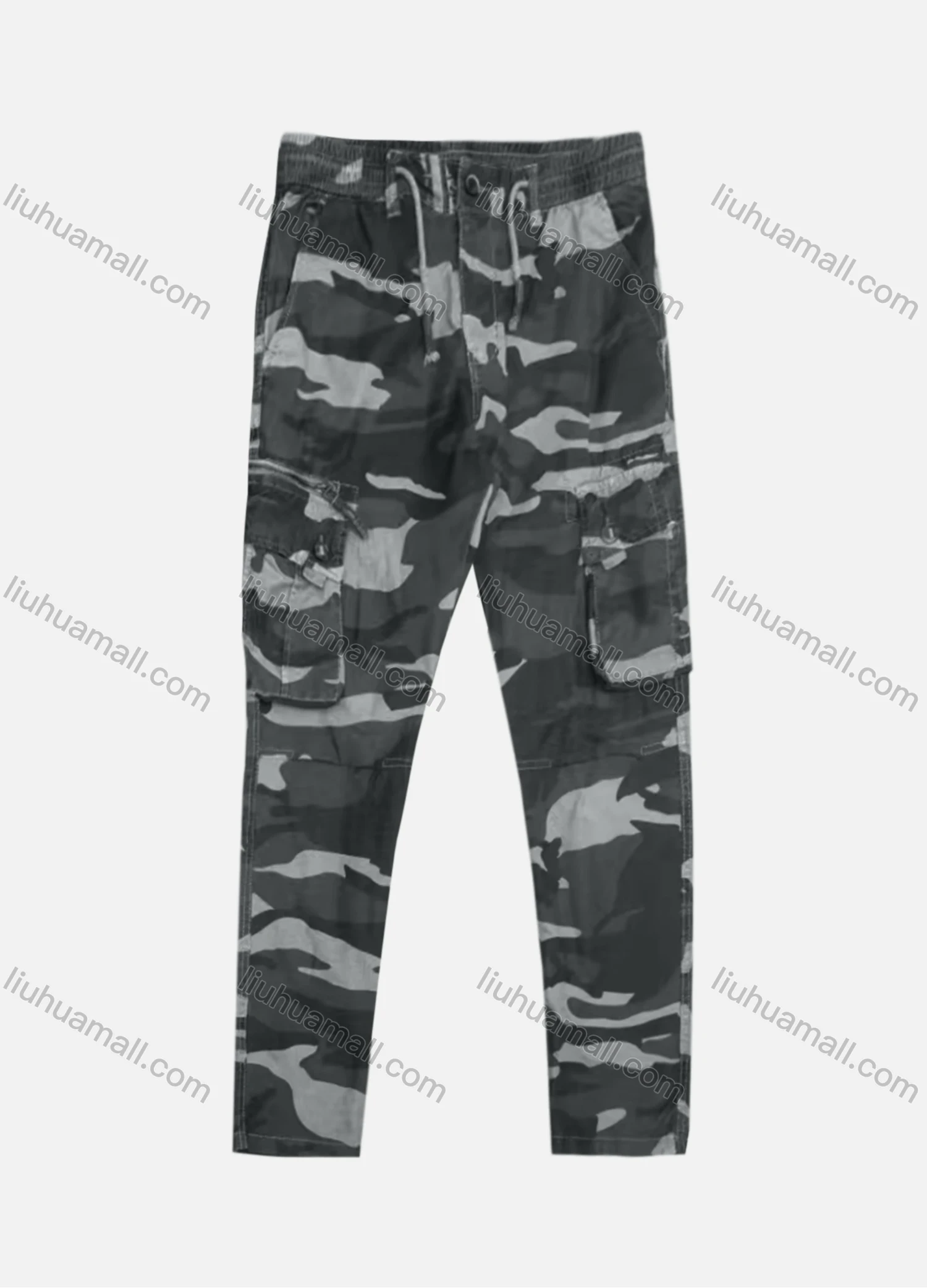 Wholesale Men's Casual Camouflage Flap Pockets Drawstring Cargo Pant B7386# - Liuhuamall