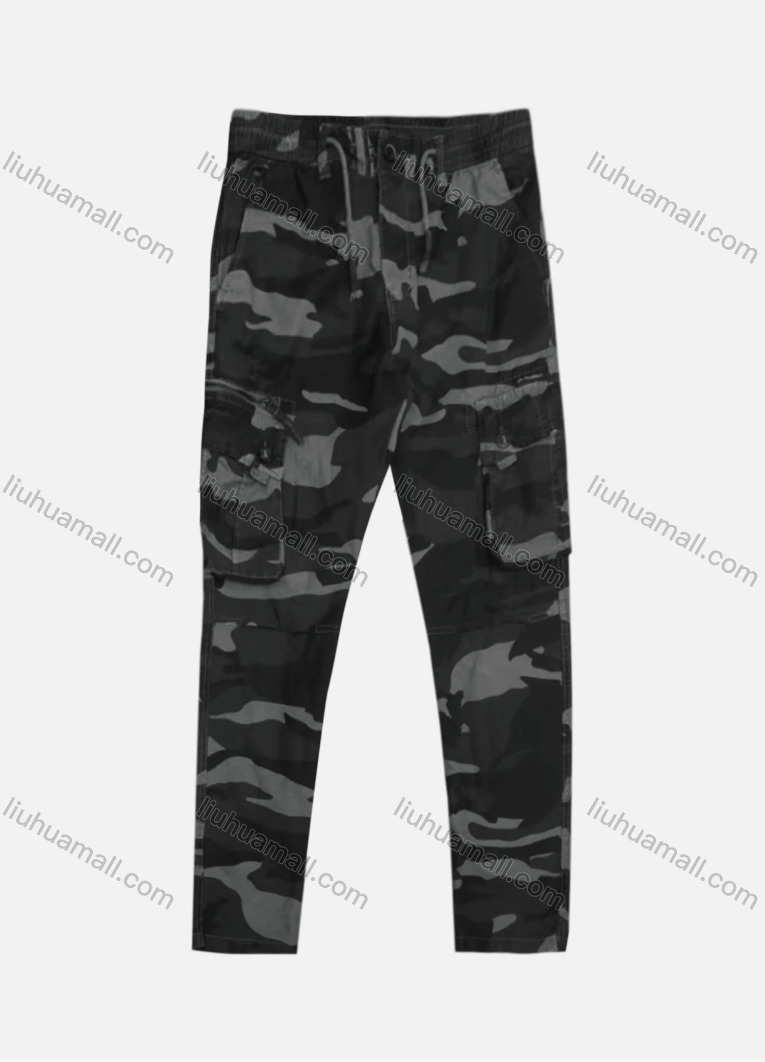 Wholesale Men's Casual Camouflage Flap Pockets Drawstring Cargo Pant B7386# - Liuhuamall
