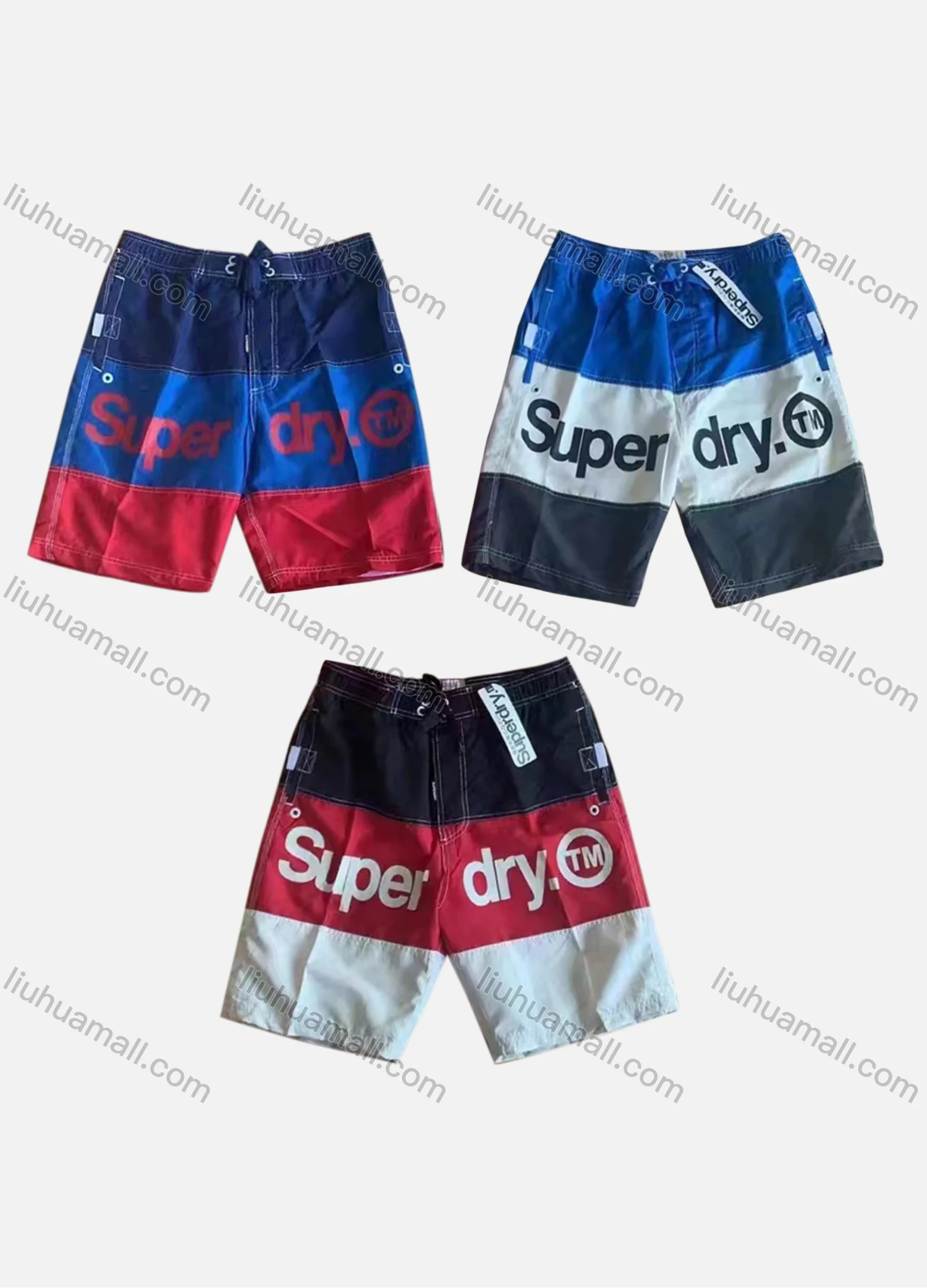 Wholesale Men's Casual Colorblock Letter Drawstring Patch Pocket Shorts G009# - Liuhuamall