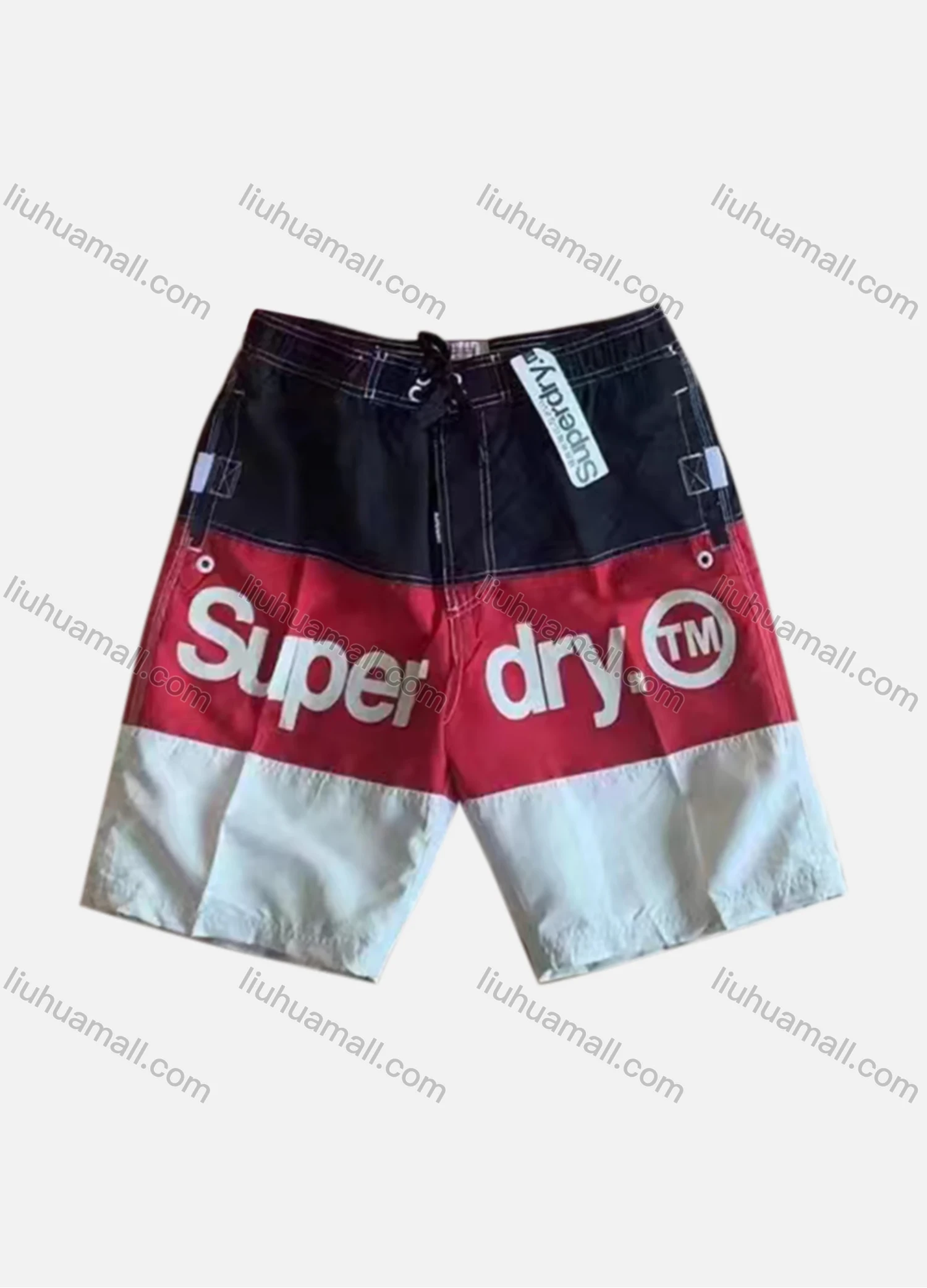 Wholesale Men's Casual Colorblock Letter Drawstring Patch Pocket Shorts G009# - Liuhuamall