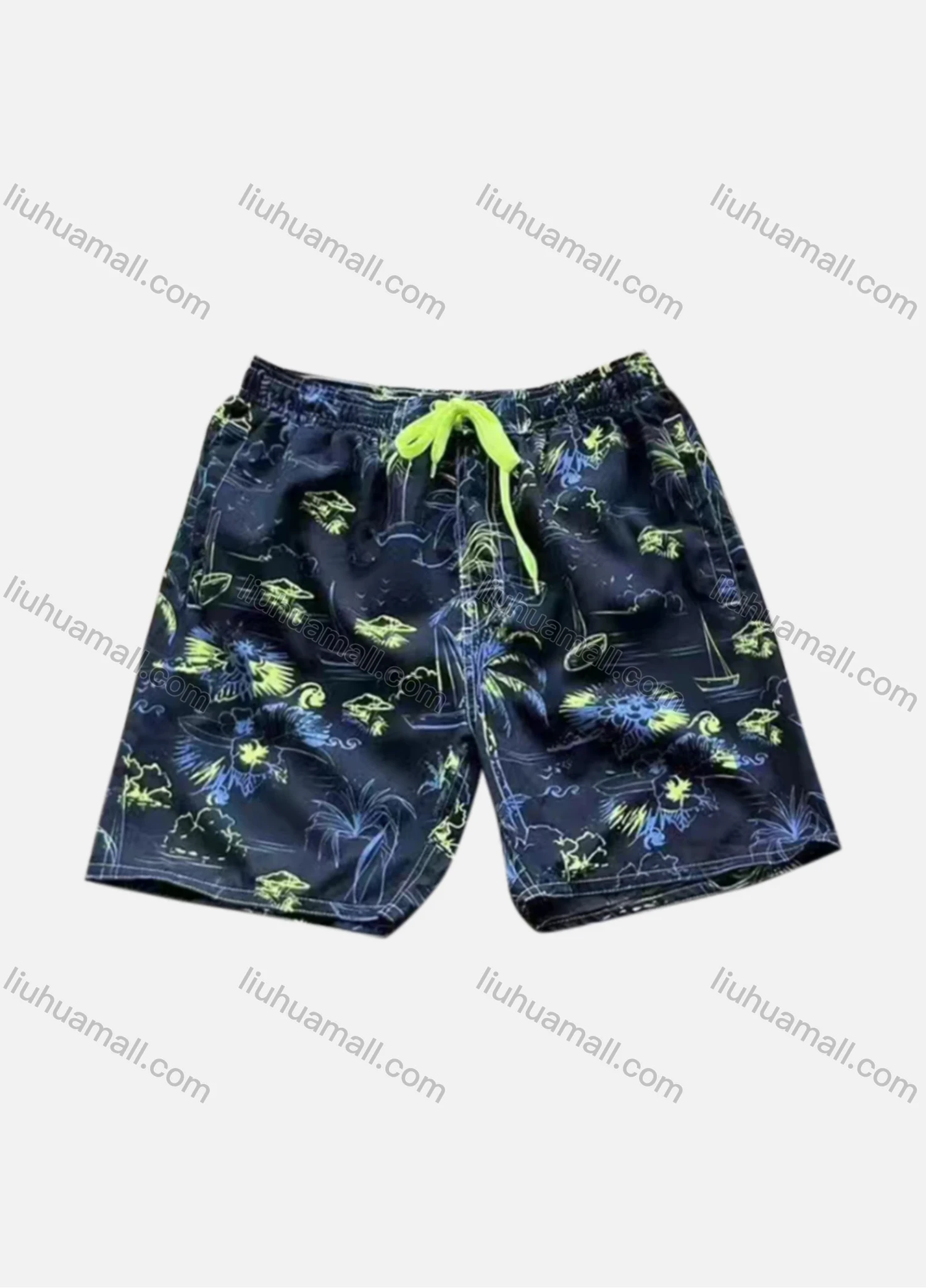 Wholesale Men's Vacation Allover Print Drawstring Patch Pocket Beach Shorts G5527# - Liuhuamall