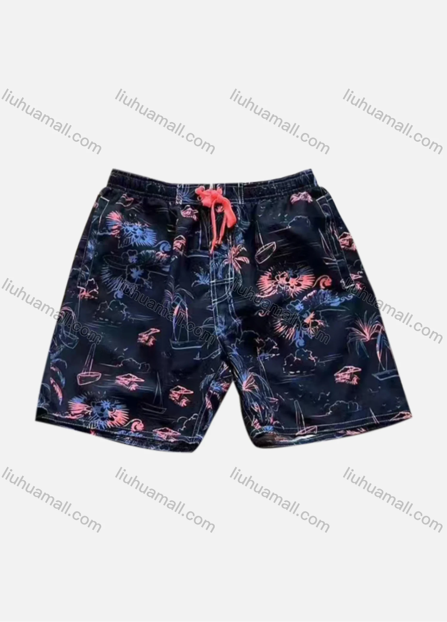 Wholesale Men's Vacation Allover Print Drawstring Patch Pocket Beach Shorts G5527# - Liuhuamall