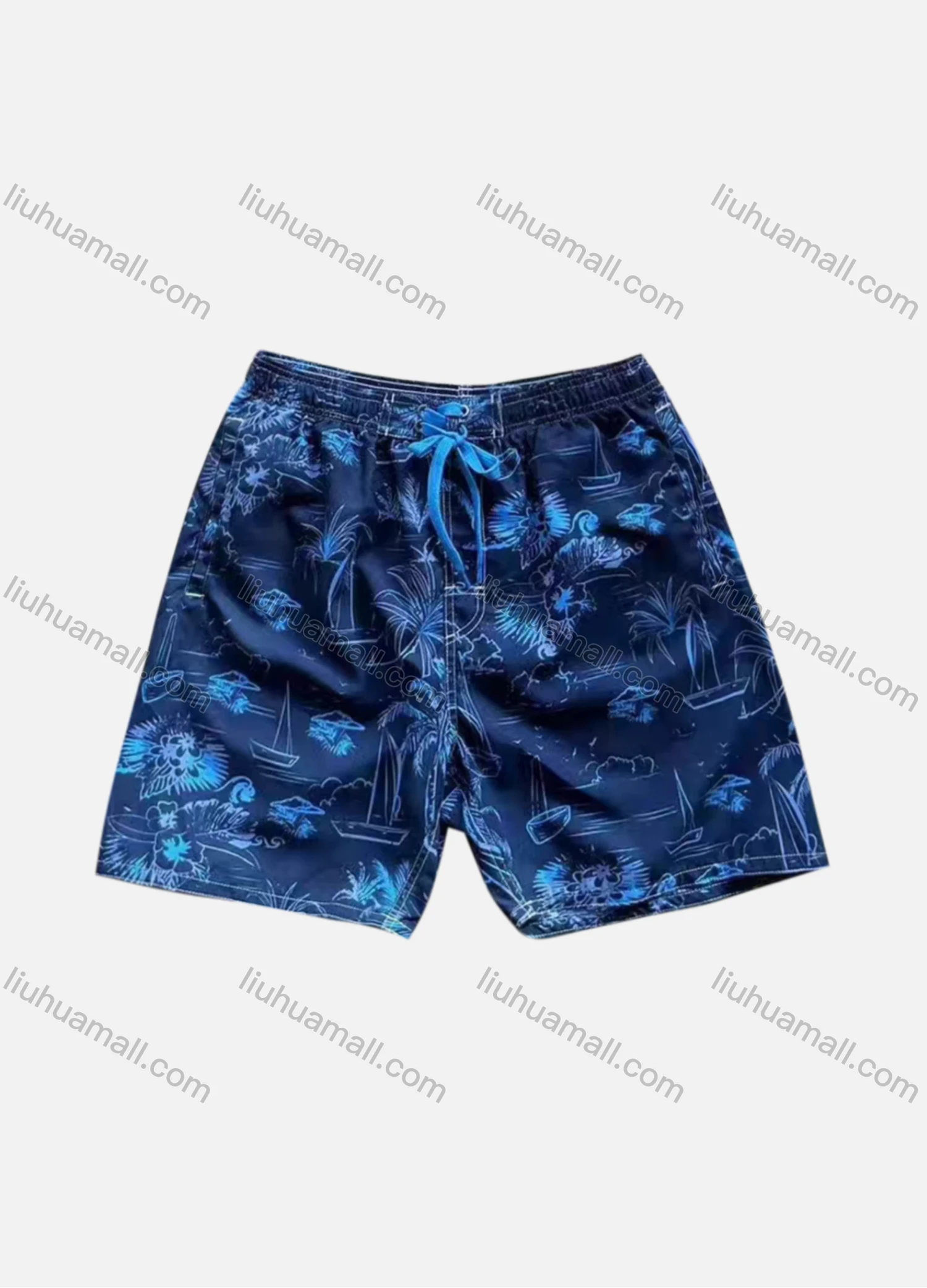 Wholesale Men's Vacation Allover Print Drawstring Patch Pocket Beach Shorts G5527# - Liuhuamall