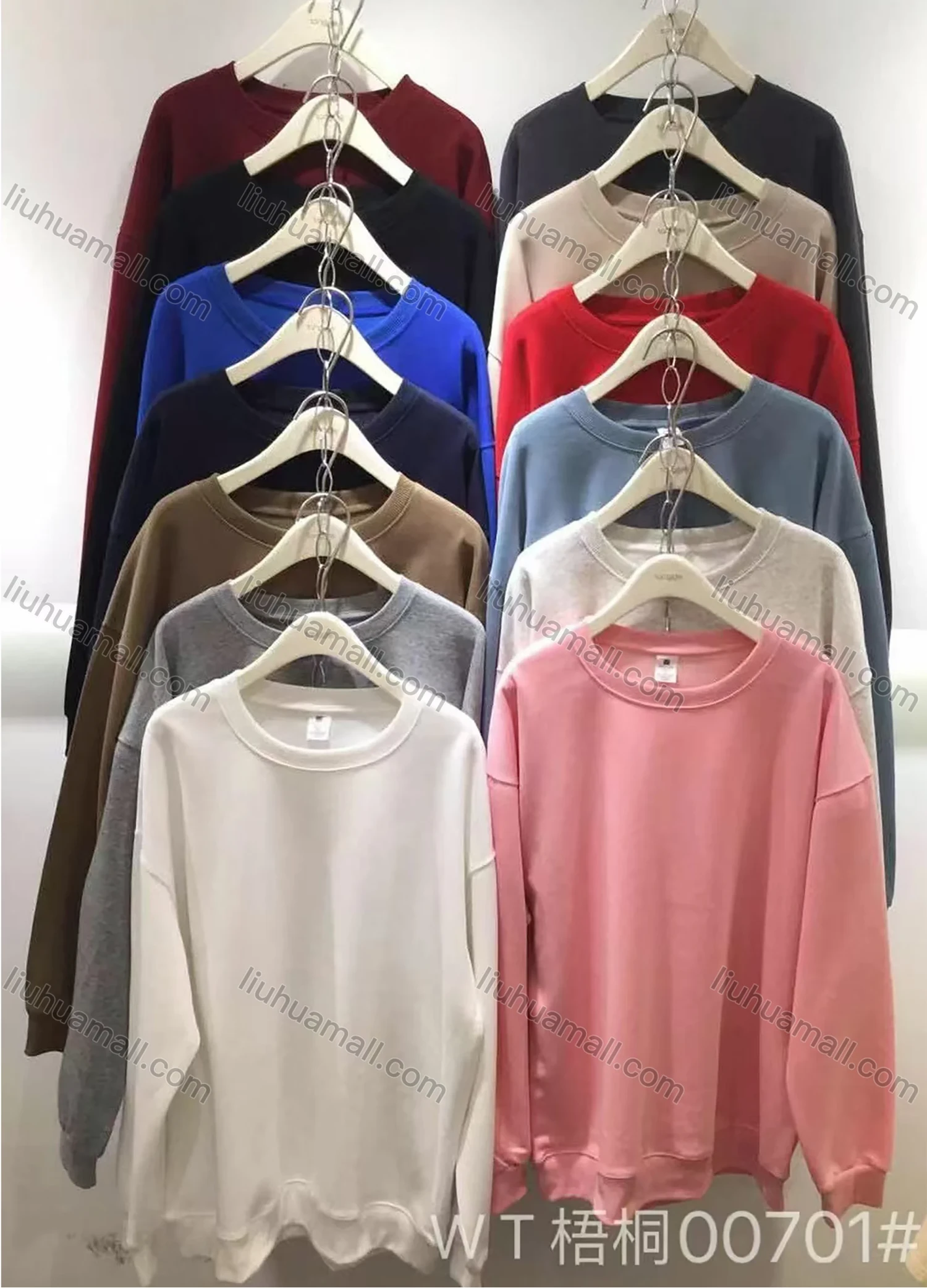 Wholesale Women's Casual Plain Basics Round Neck Long Sleeve Drop Shoulder Pullover Sweatshirt 00701# - Liuhuamall