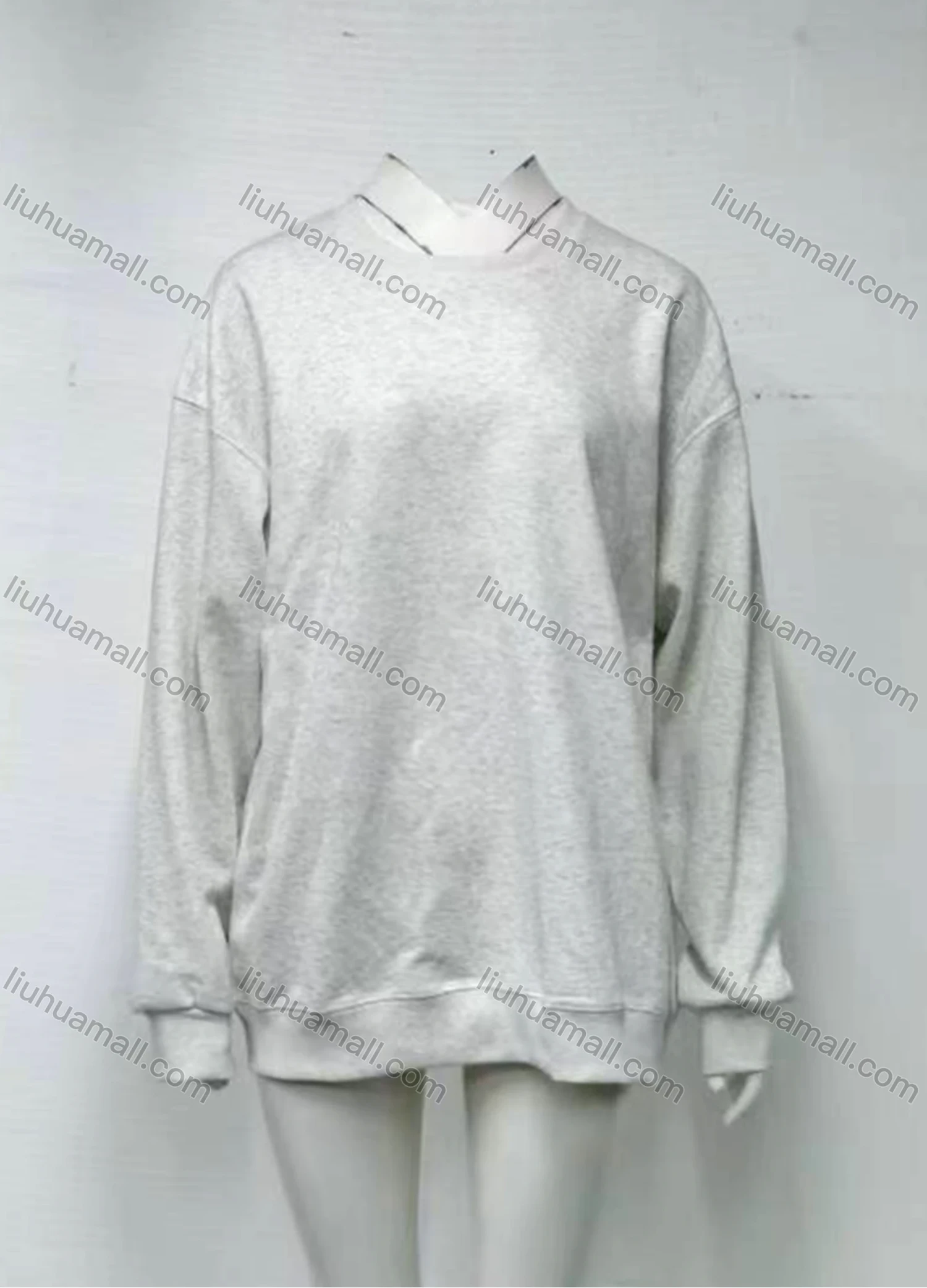 Wholesale Women's Casual Plain Basics Round Neck Long Sleeve Drop Shoulder Pullover Sweatshirt 00701# - Liuhuamall
