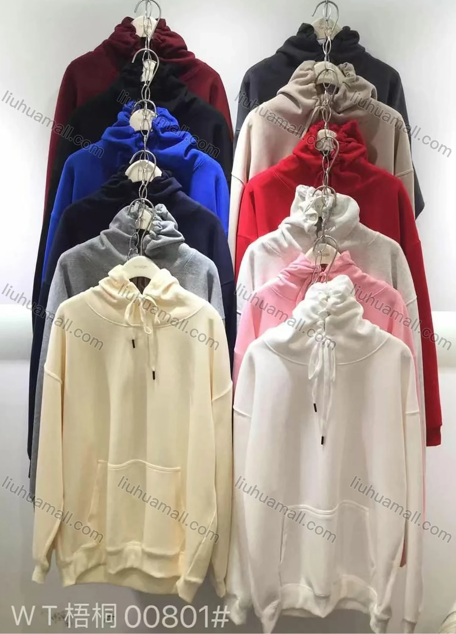 Wholesale Women's Casual Drawstring Plain Drop Shoulder Long Sleeve Hoodie With Kangaroo Pocket 00801# - Liuhuamall