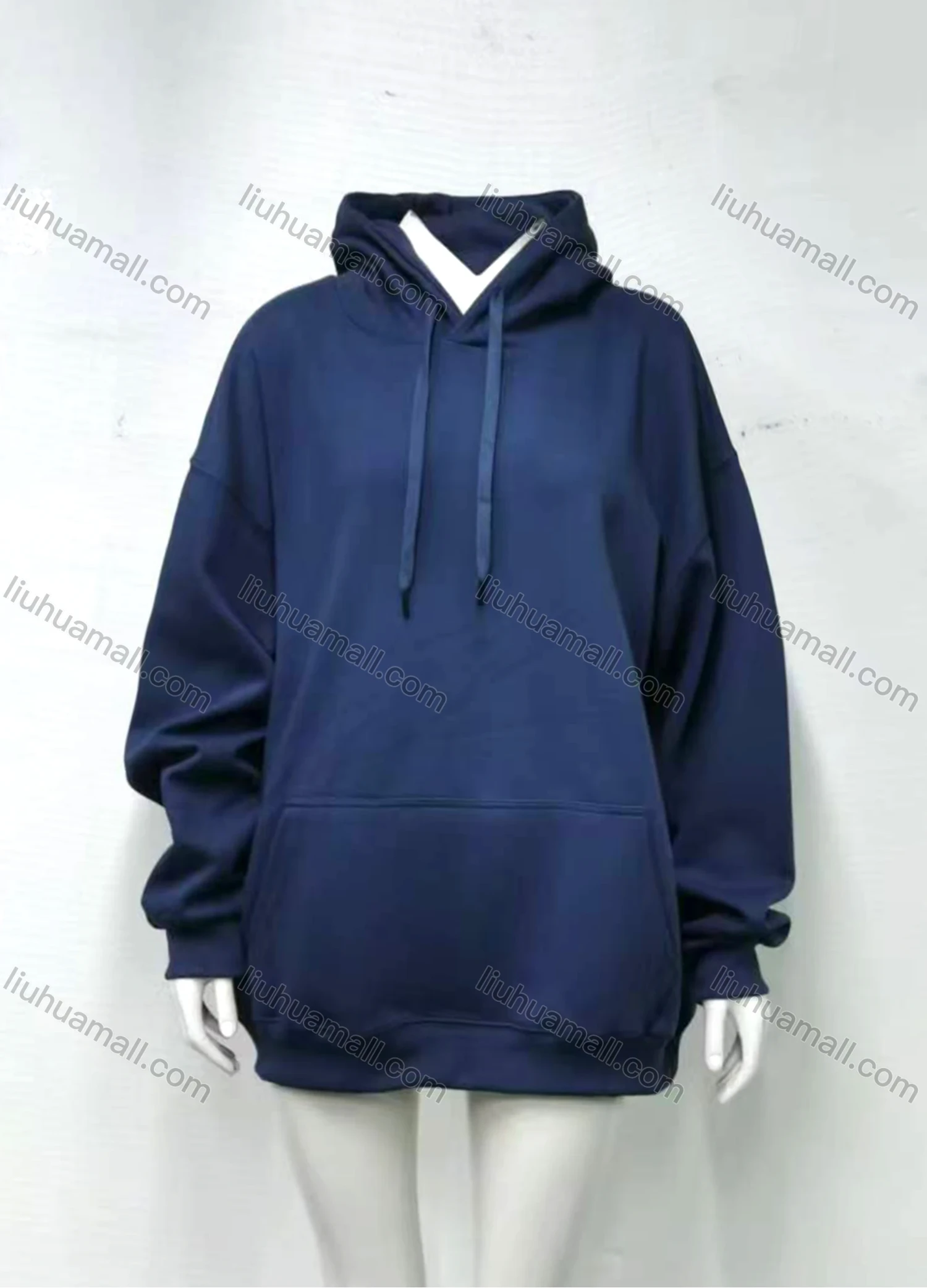 Wholesale Women's Casual Drawstring Plain Drop Shoulder Long Sleeve Hoodie With Kangaroo Pocket 00801# - Liuhuamall