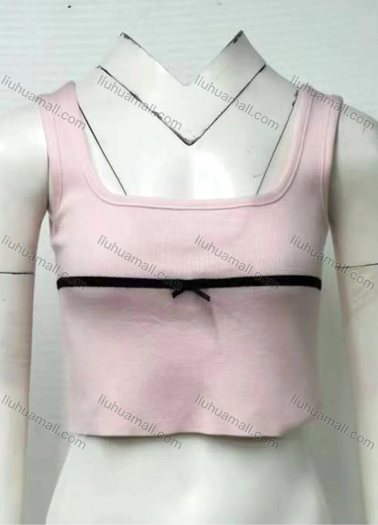 Wholesale Women's Casual Plain Line Square Neck Crop Tank Top 12710# - Liuhuamall