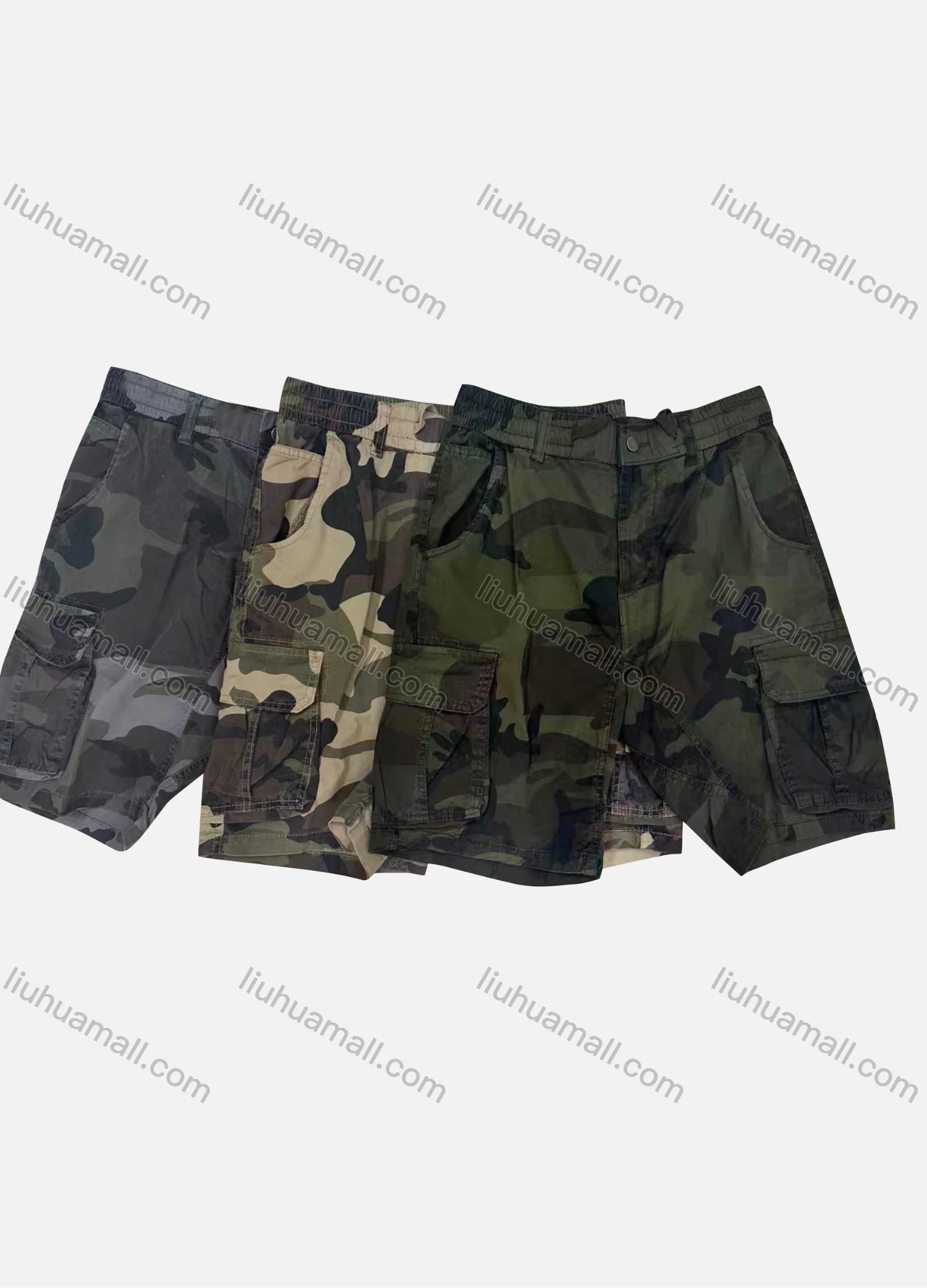 Wholesale Men's Casual Camouflage Flap Pockets Elastic Waist Cargo Shorts 3622# - Liuhuamall