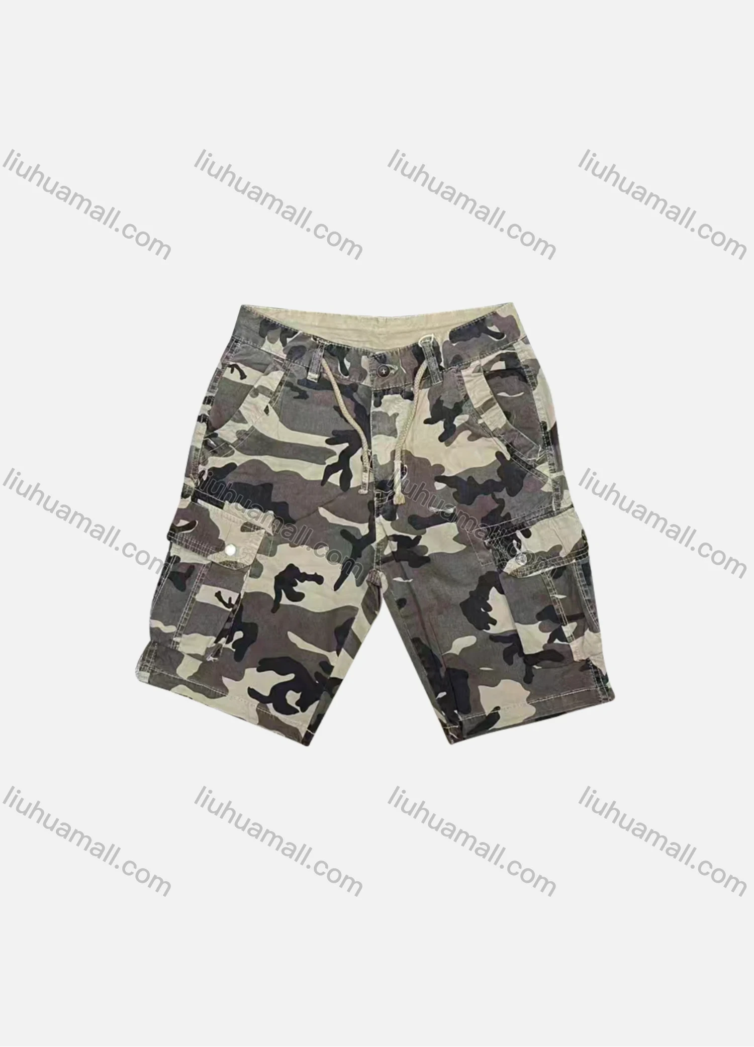 Wholesale Men's Casual Camouflage Flap Pockets Drawstring Cargo Shorts 8991# - Liuhuamall