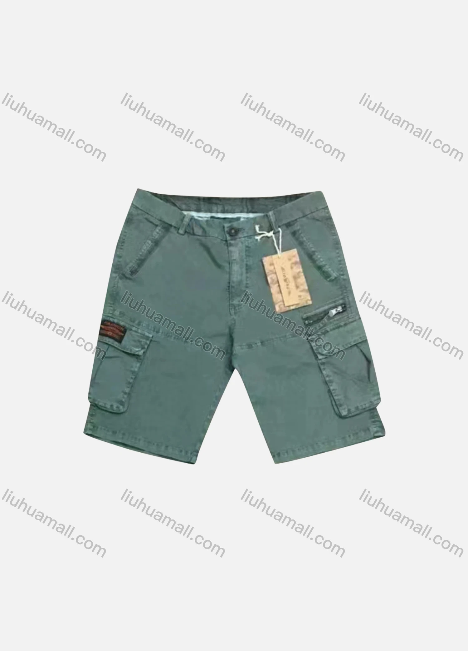 Wholesale Men's Casual Plain Zip Decor Flap Pockets Cargo Shorts 9381# - Liuhuamall