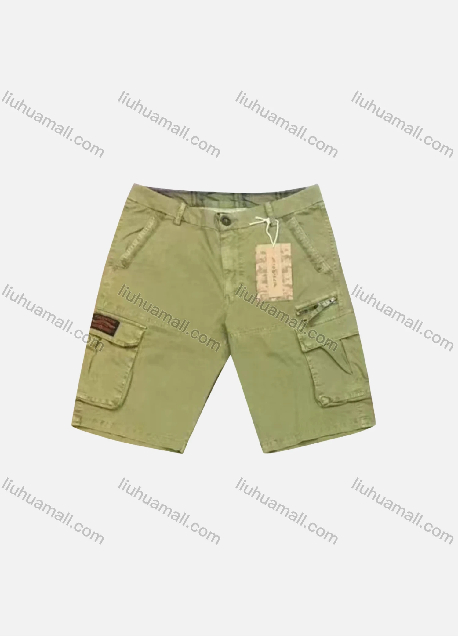 Wholesale Men's Casual Plain Zip Decor Flap Pockets Cargo Shorts 9381# - Liuhuamall