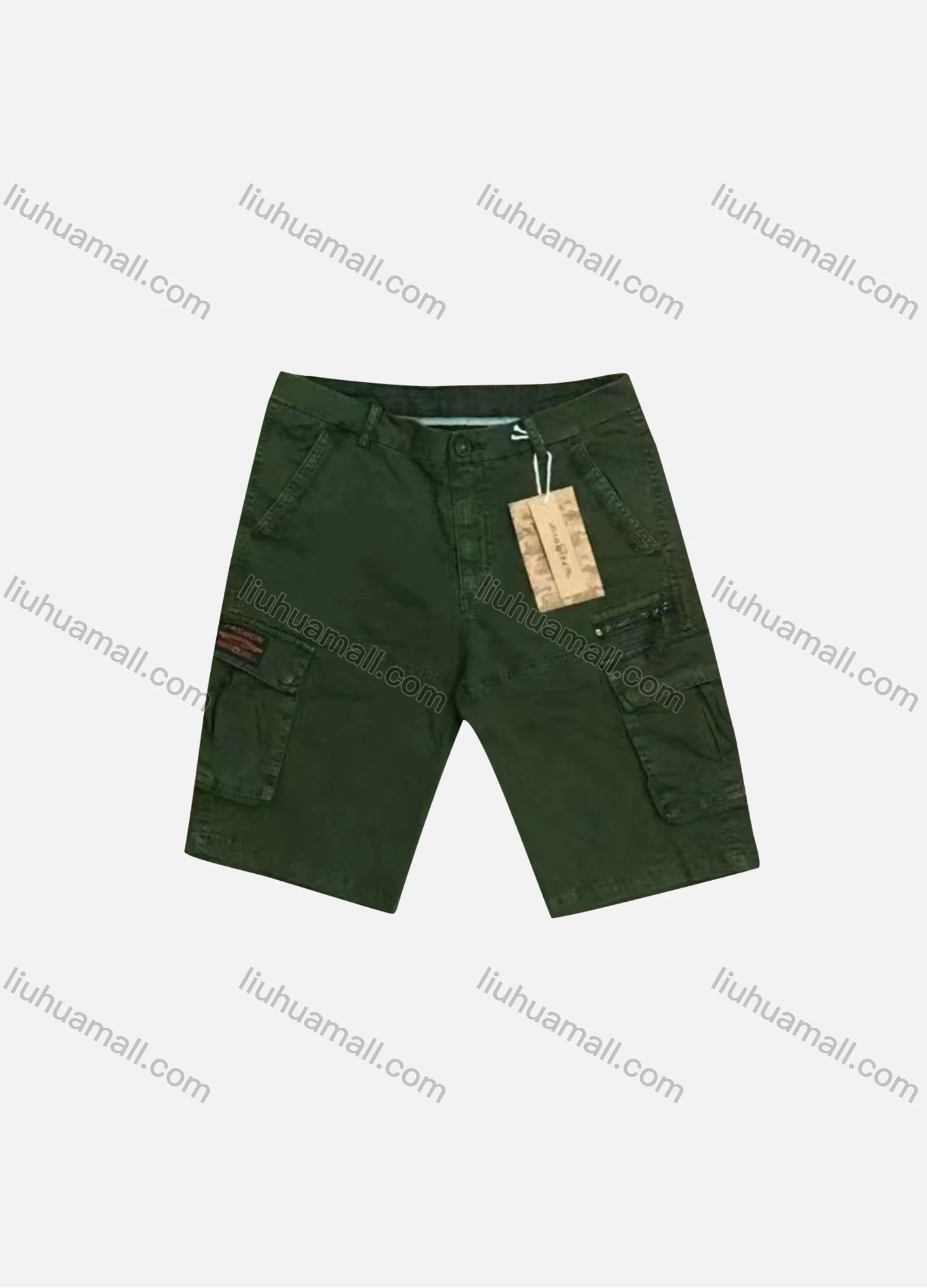 Wholesale Men's Casual Plain Zip Decor Flap Pockets Cargo Shorts 9381# - Liuhuamall