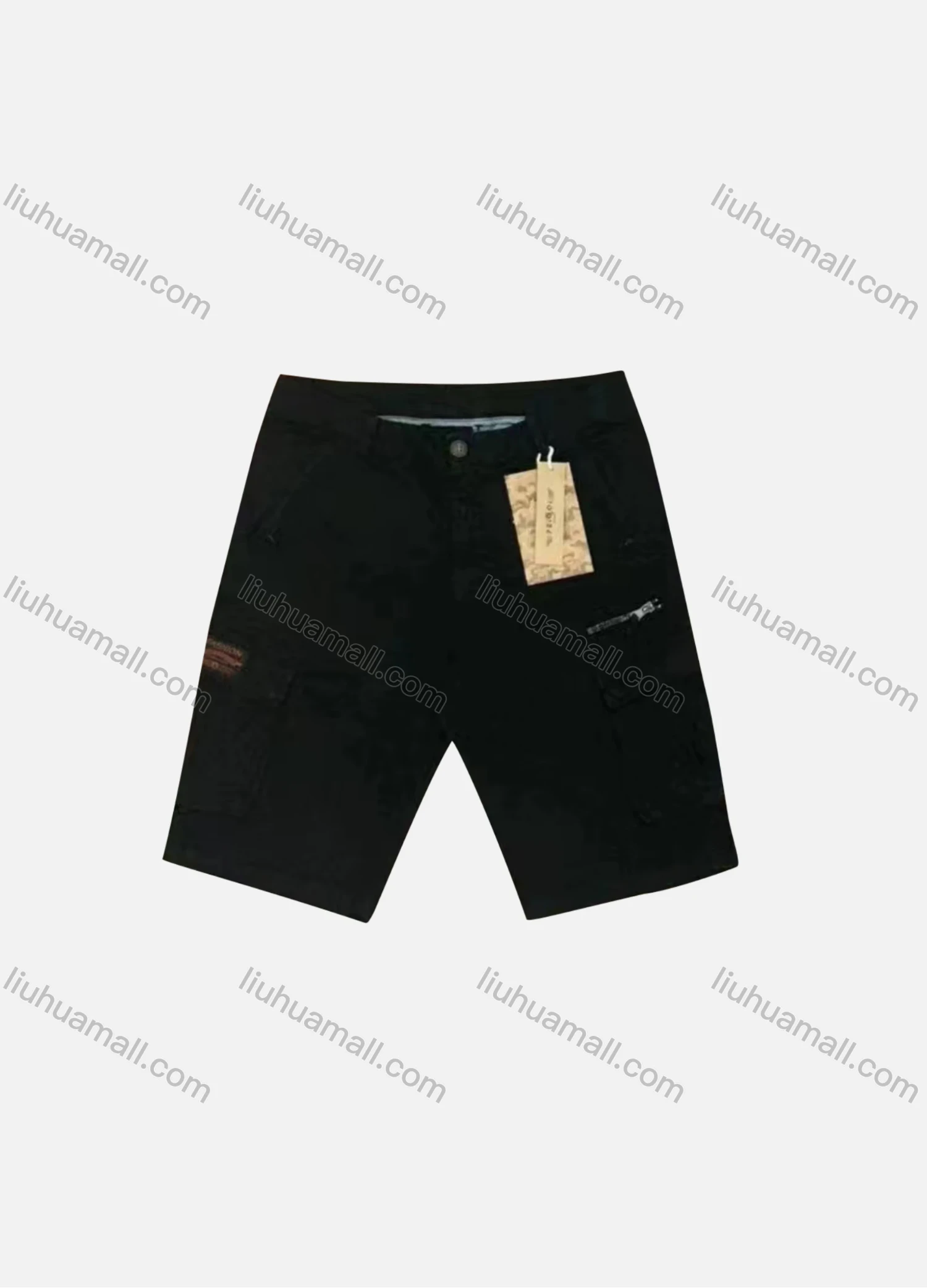 Wholesale Men's Casual Plain Zip Decor Flap Pockets Cargo Shorts 9381# - Liuhuamall