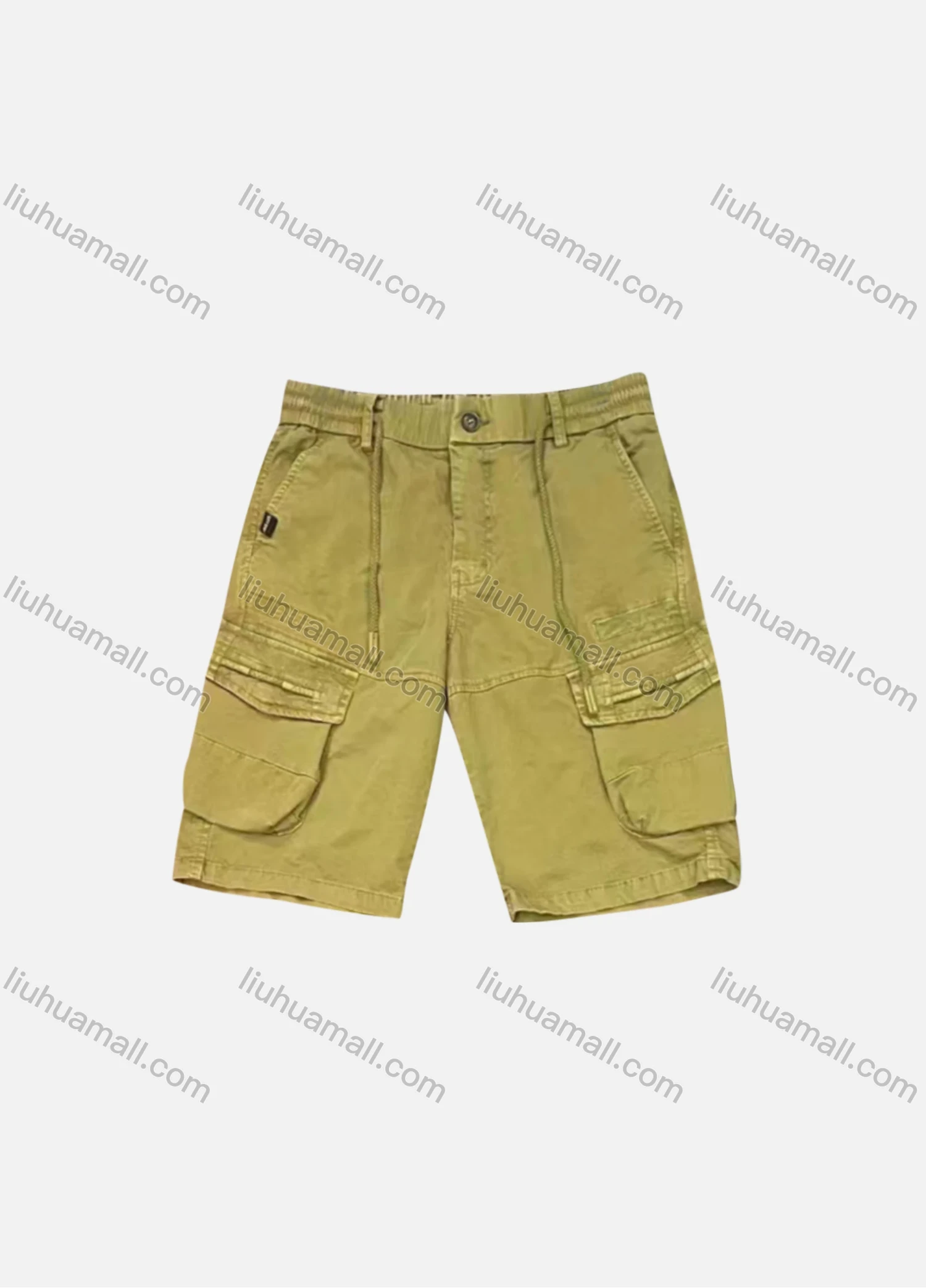 Wholesale Men's Casual Plain Flap Pockets Drawstring Cargo Shorts 9303# - Liuhuamall