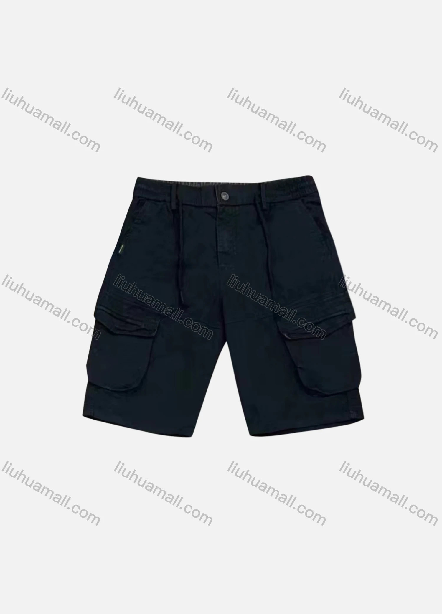Wholesale Men's Casual Plain Flap Pockets Drawstring Cargo Shorts 9303# - Liuhuamall